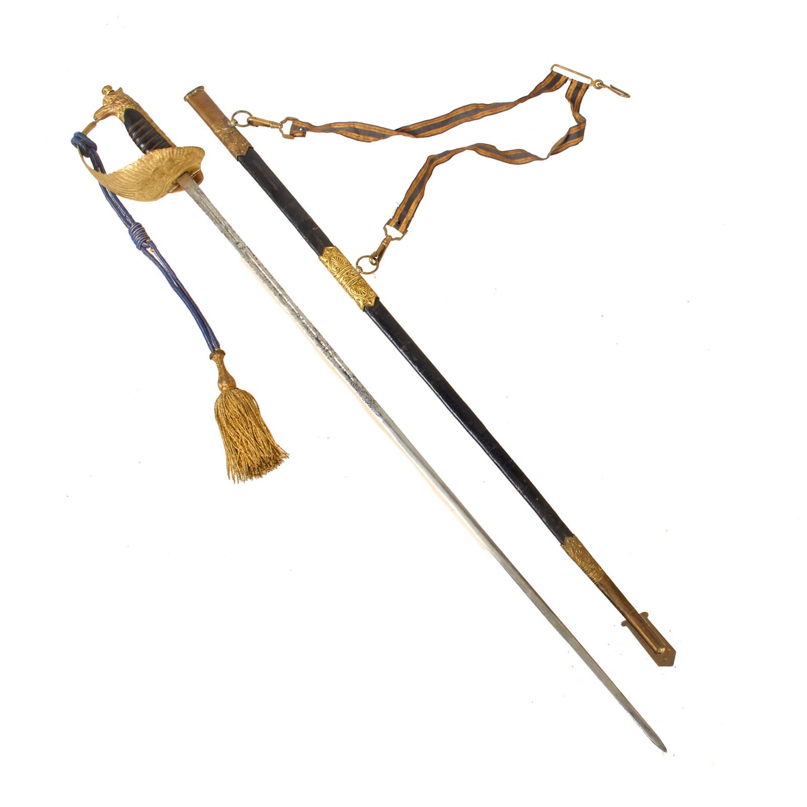 Original Italian WWII Model 1923 Regia Aeronautica Air Force Pilot Officer Sword With Scabbard, Sword Knot, and Hanger