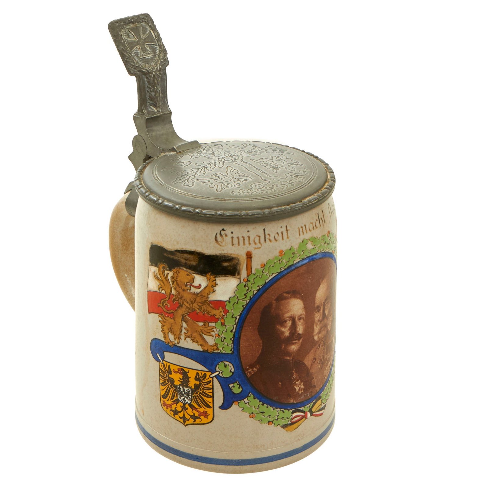 Original Imperial German WWI Germany & Austria-Hungary Beer Stein - 1914 Dated