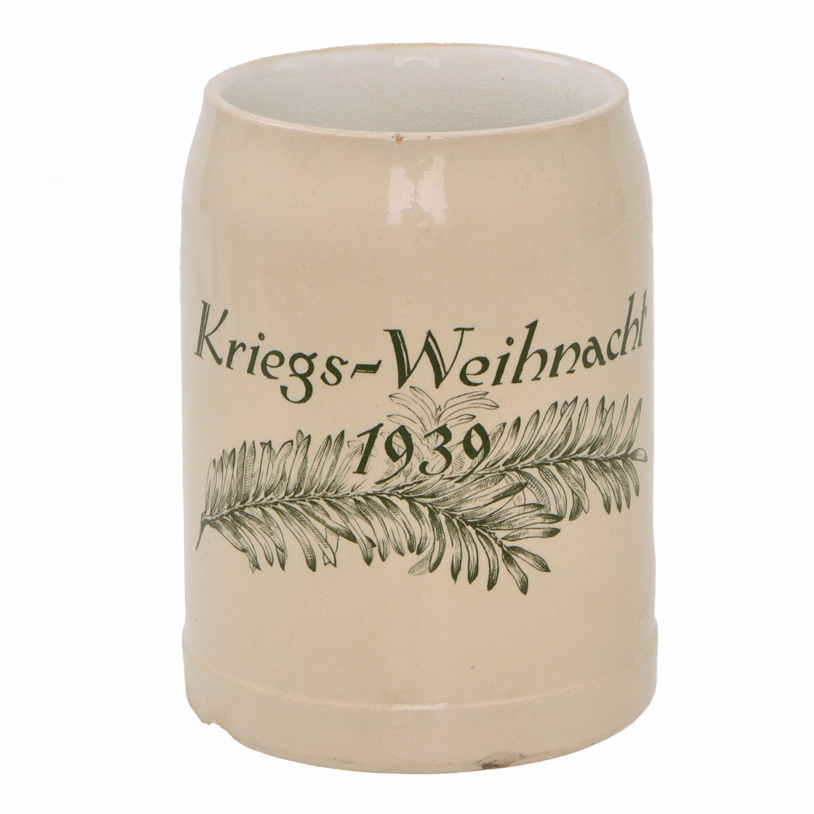 Original German WWII 1939-Dated Kriegs-Weihnacht Christmas Stein by Villeroy & Boch of Mettlach - No Lid