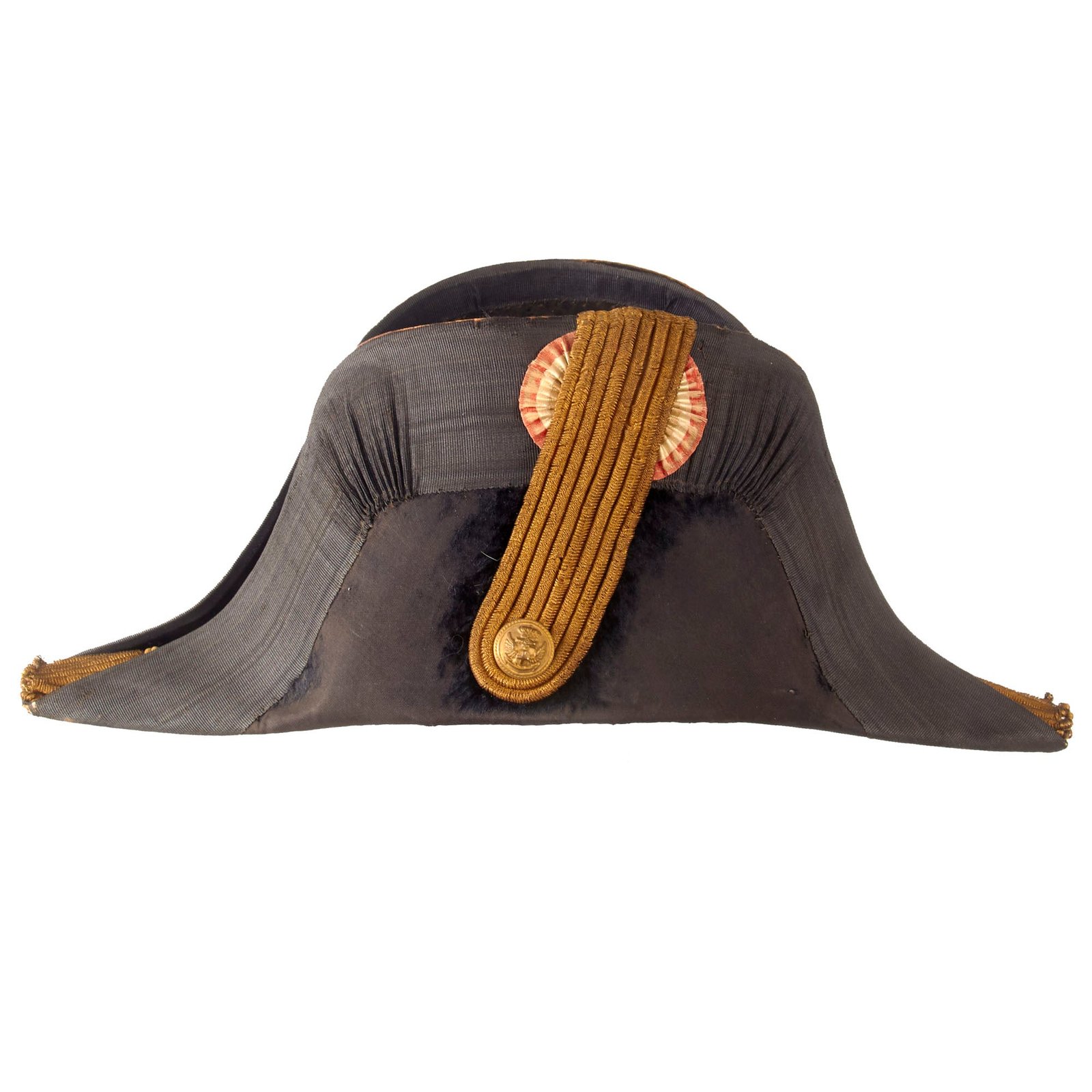 Original Italian WWII Italian Regia Marina Naval Officer’s Bicorne Chapeau Hat with Cockade and Button by Coruzzolo