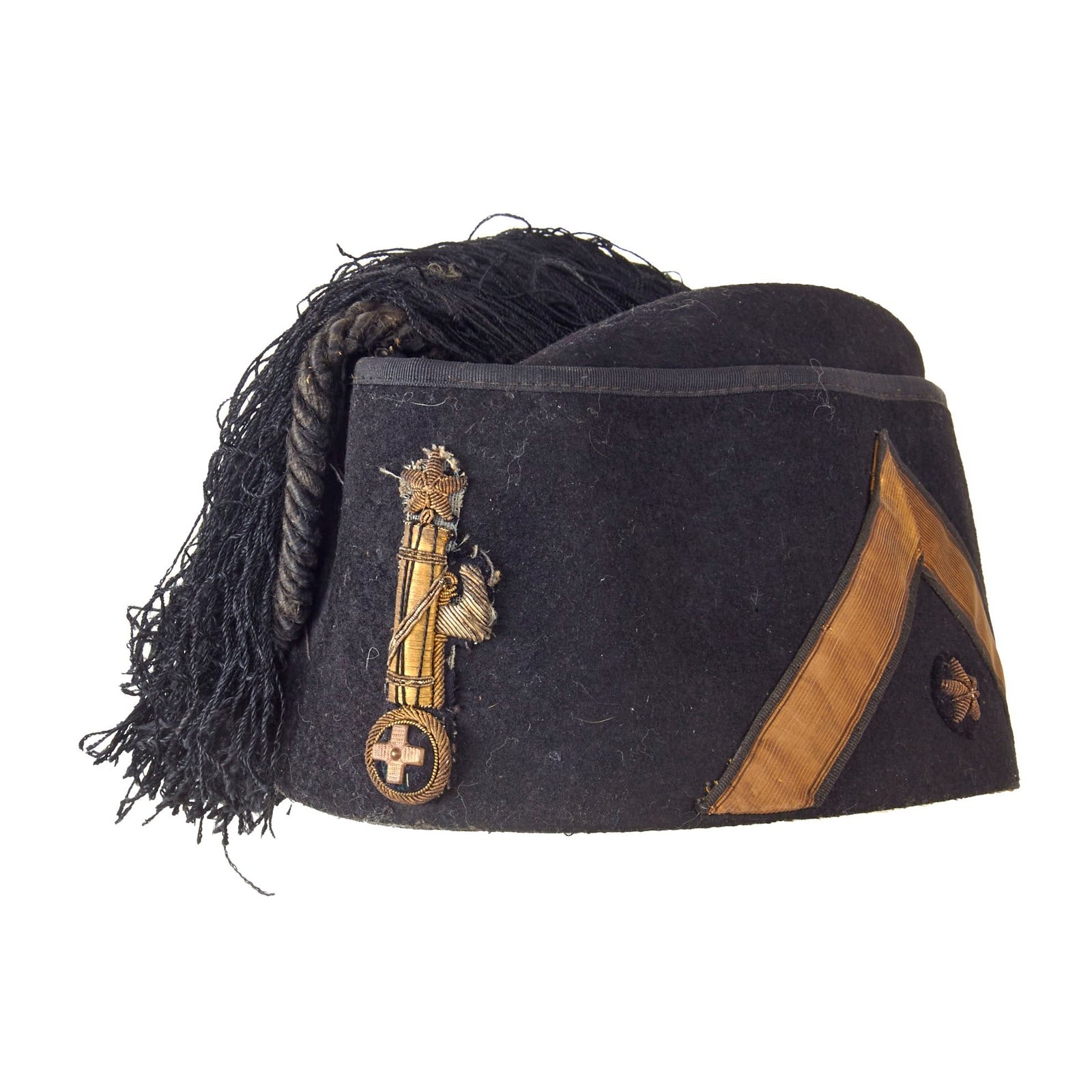 Original WWII Italian Black Shirt MVSN Fascist Medical Captain’s Fez with Bullion Badge