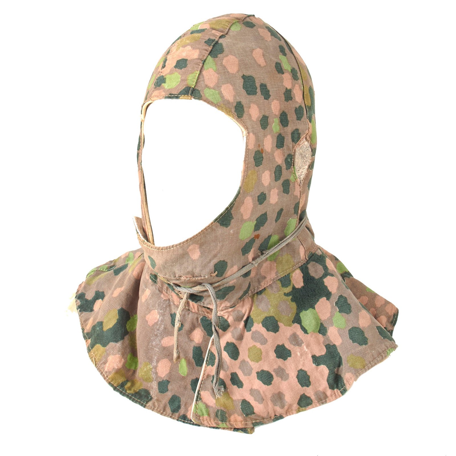 Original WWII German Waffen SS "Pea Dot Pattern" Camouflage Reversible Winter Hood for Uniform Parka
