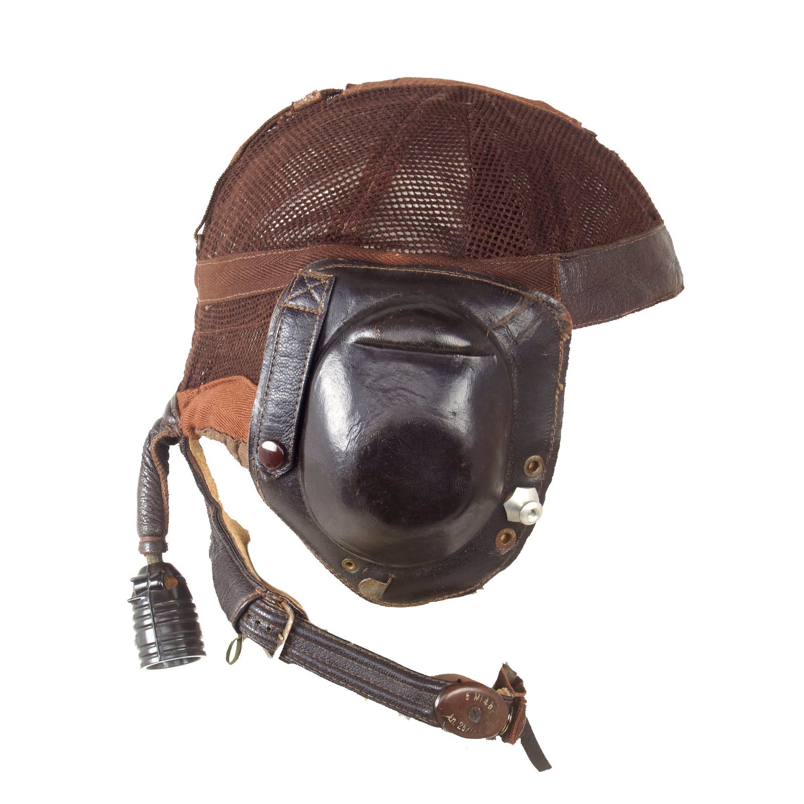 Original German WWII Luftwaffe LKpN101 Netzkopfhaube Summer Flying Helmet in Size 58cm with Avionics