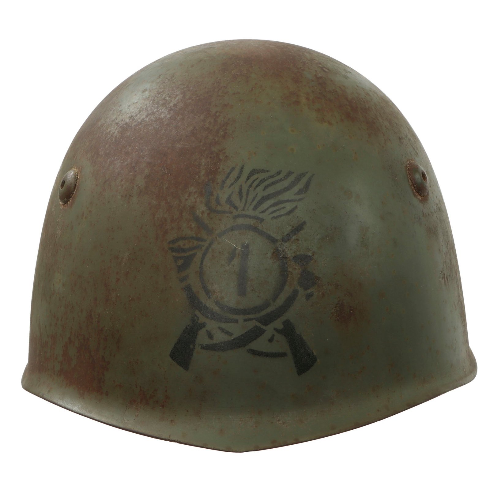 Original WWII Italian M33 Helmet with 1st Bersaglieri Regiment Stencil - Full Liner & Chinstrap