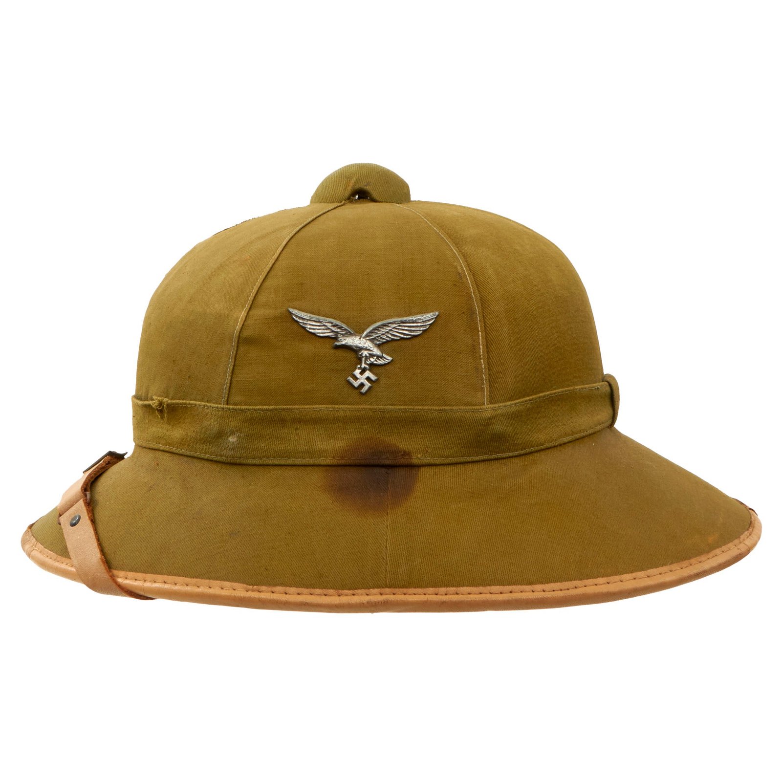 Original German WWII First Model Luftwaffe DAK Afrikakorps Green Tropical Sun Helmet - Size 58 - Dated 1943