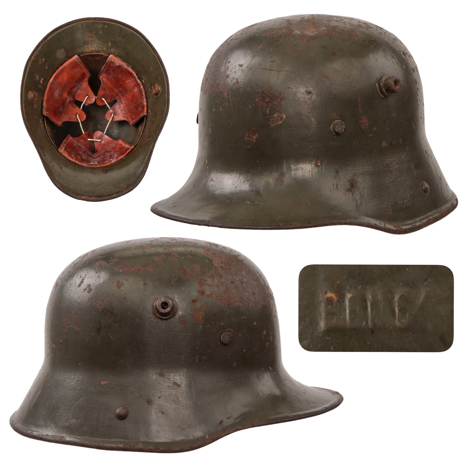Original Imperial German WWI M16 Stahlhelm Helmet with Liner by Gebrüder Bing A.G. - Very Rare Maker