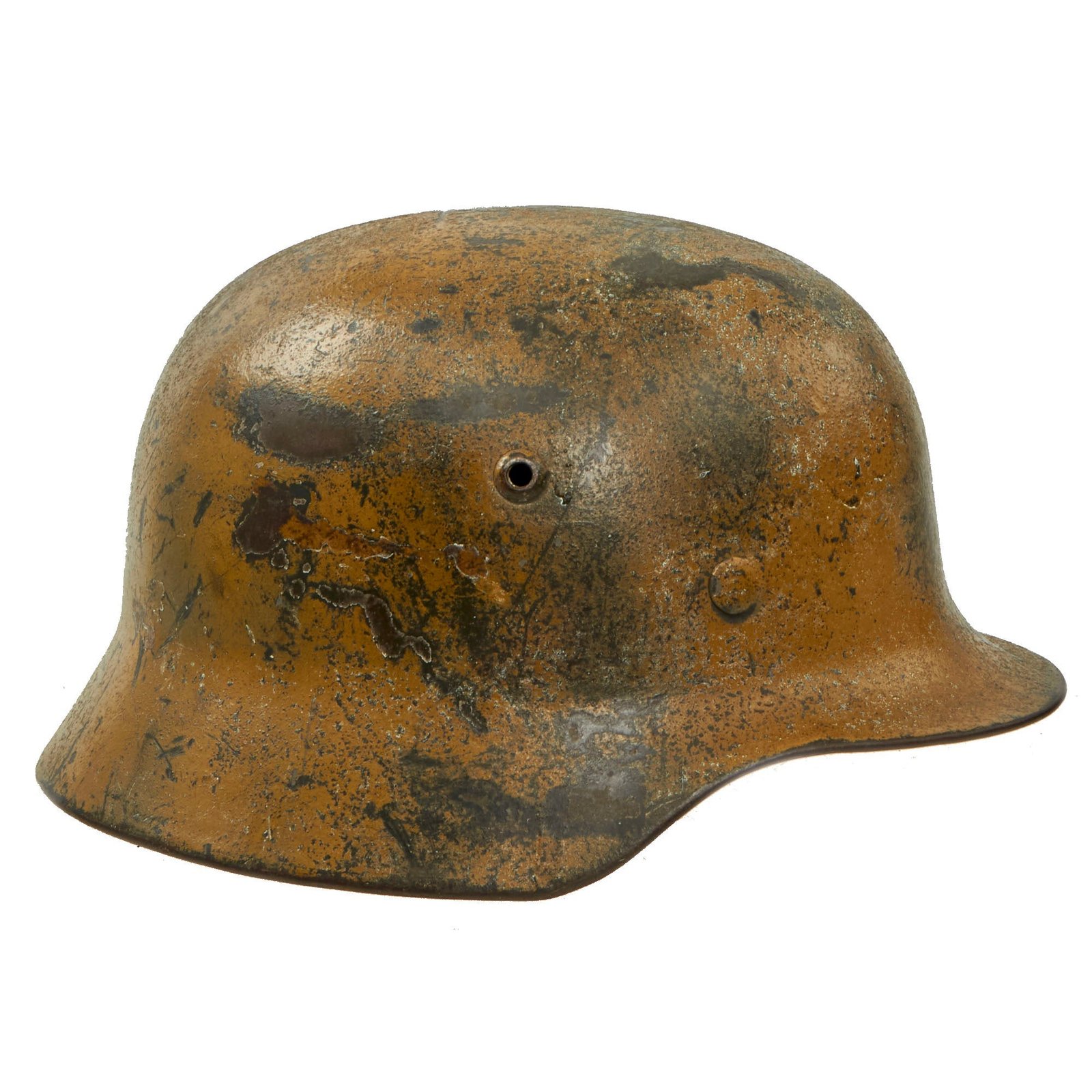 Original German WWII Luftwaffe Afrikakorps Tropical Camouflage M35 Helmet with 1939 Dated 57cm Relic Liner - Stamped SE64