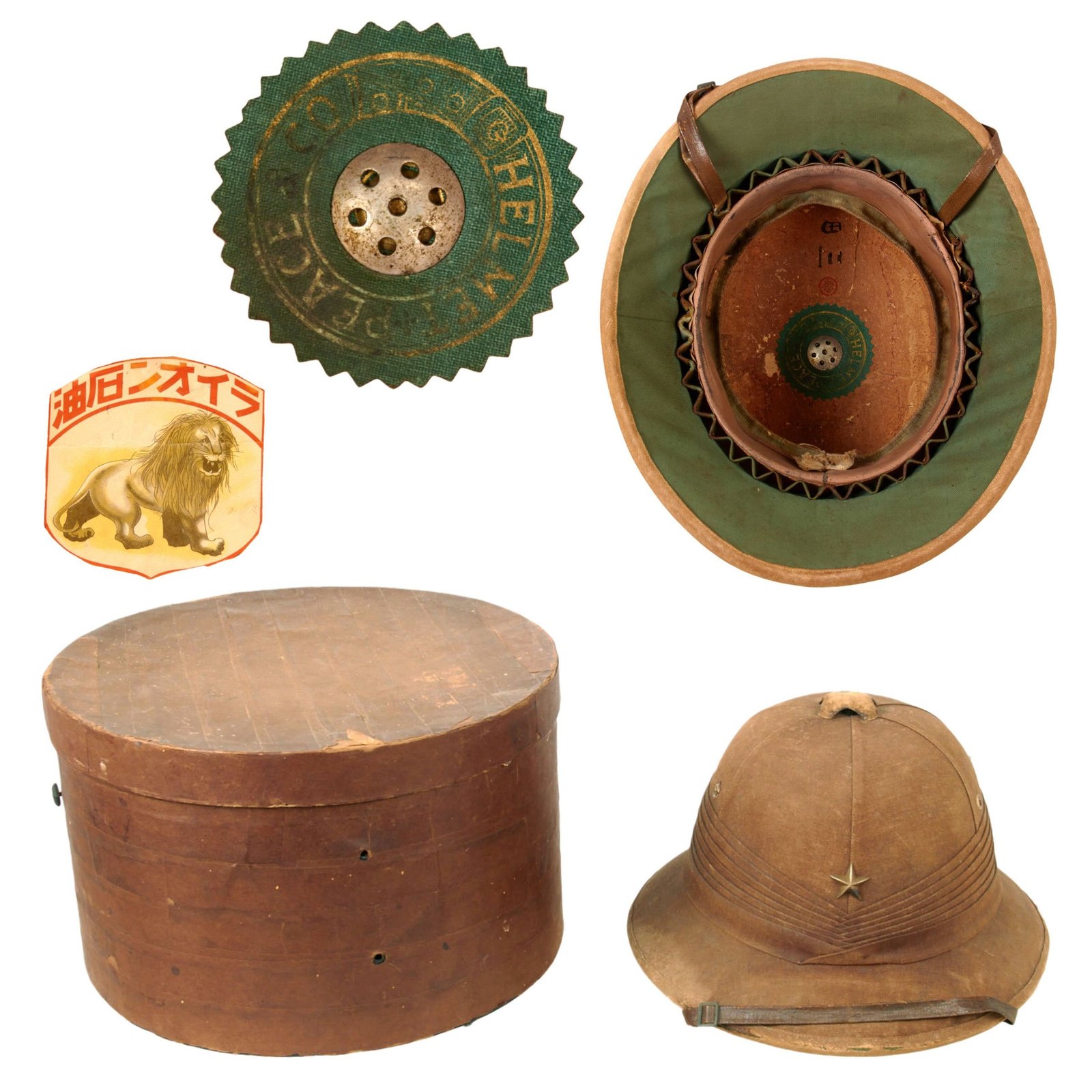 Original Japanese Pre-WWII Type 30 Officer’s “Animal Brand” Pith Helmet by  Helmet, Peace & Co. in Original Box - Kakumatsuya Osaka