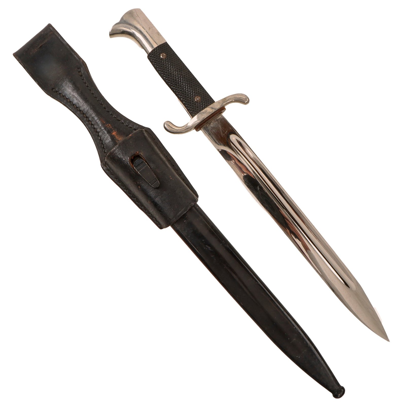Original German WWII Fireman's Long Dress Bayonet by Carl Eickhorn of Solingen with Scabbard and Frog