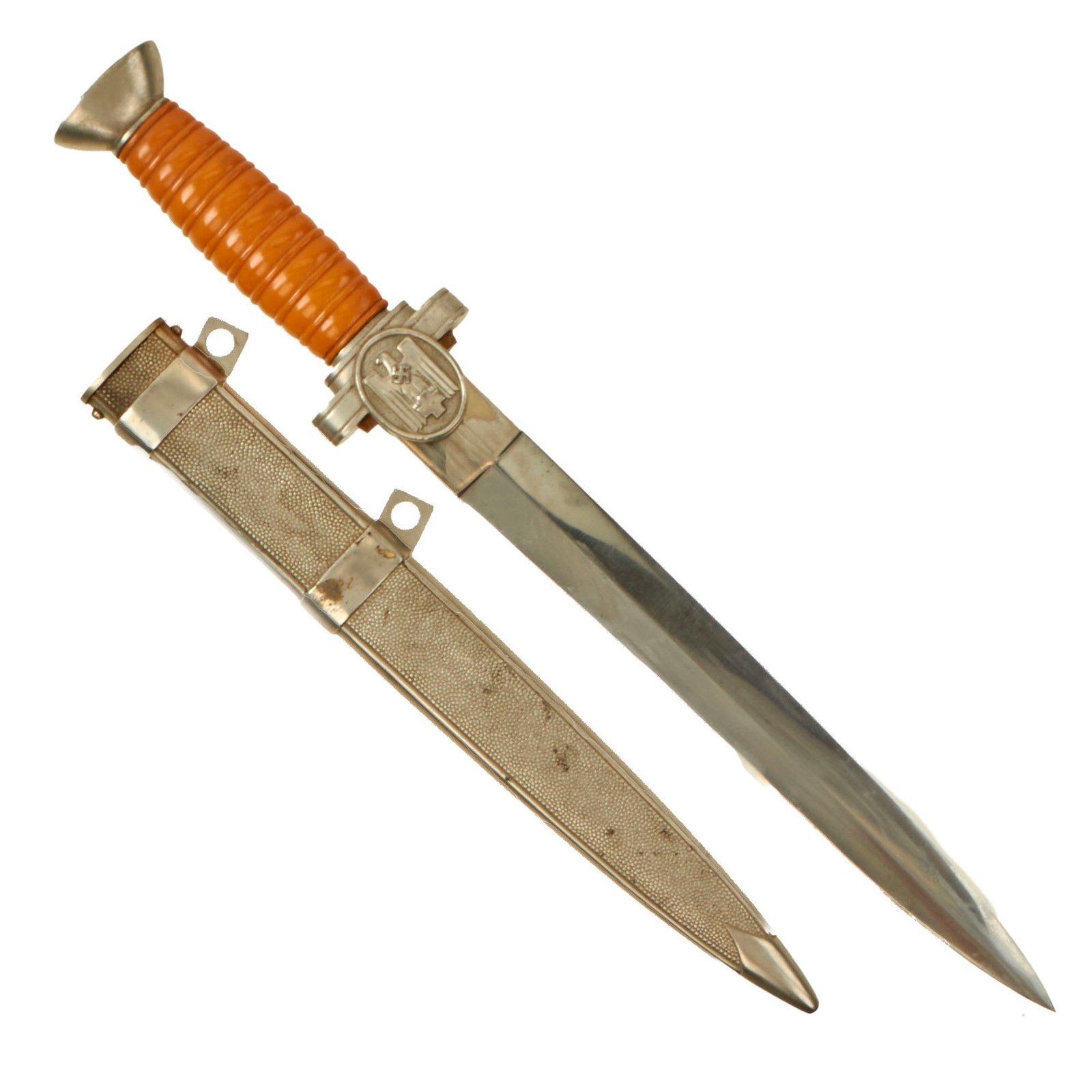Original German WWII DRK Red Cross Officer's Dagger with Excellent Blade and Scabbard - Deutsches Rotes Kreuz