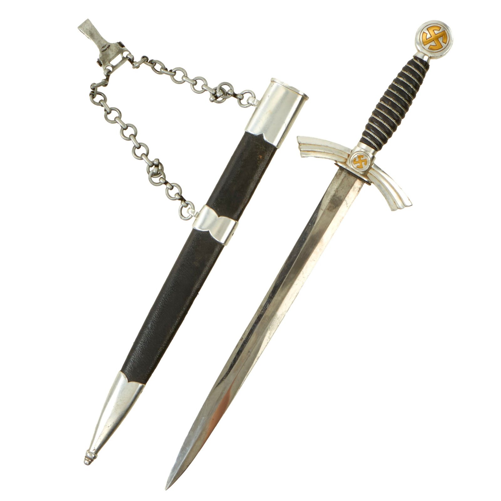 Original German WWII 1st Model Aluminum Fitted Luftwaffe Dagger by Carl Eickhorn with Scabbard and Hanger