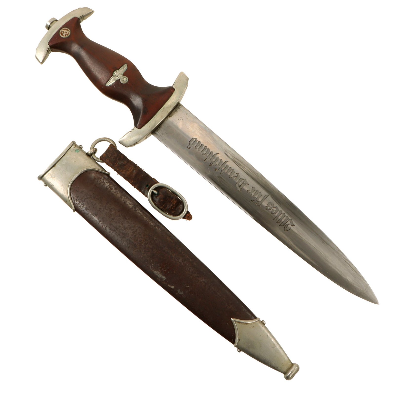 Original German Early WWII Unit Numbered SA Dagger by Rare Maker J.A. Henckels Zwillingswerk with Scabbard and Hanger
