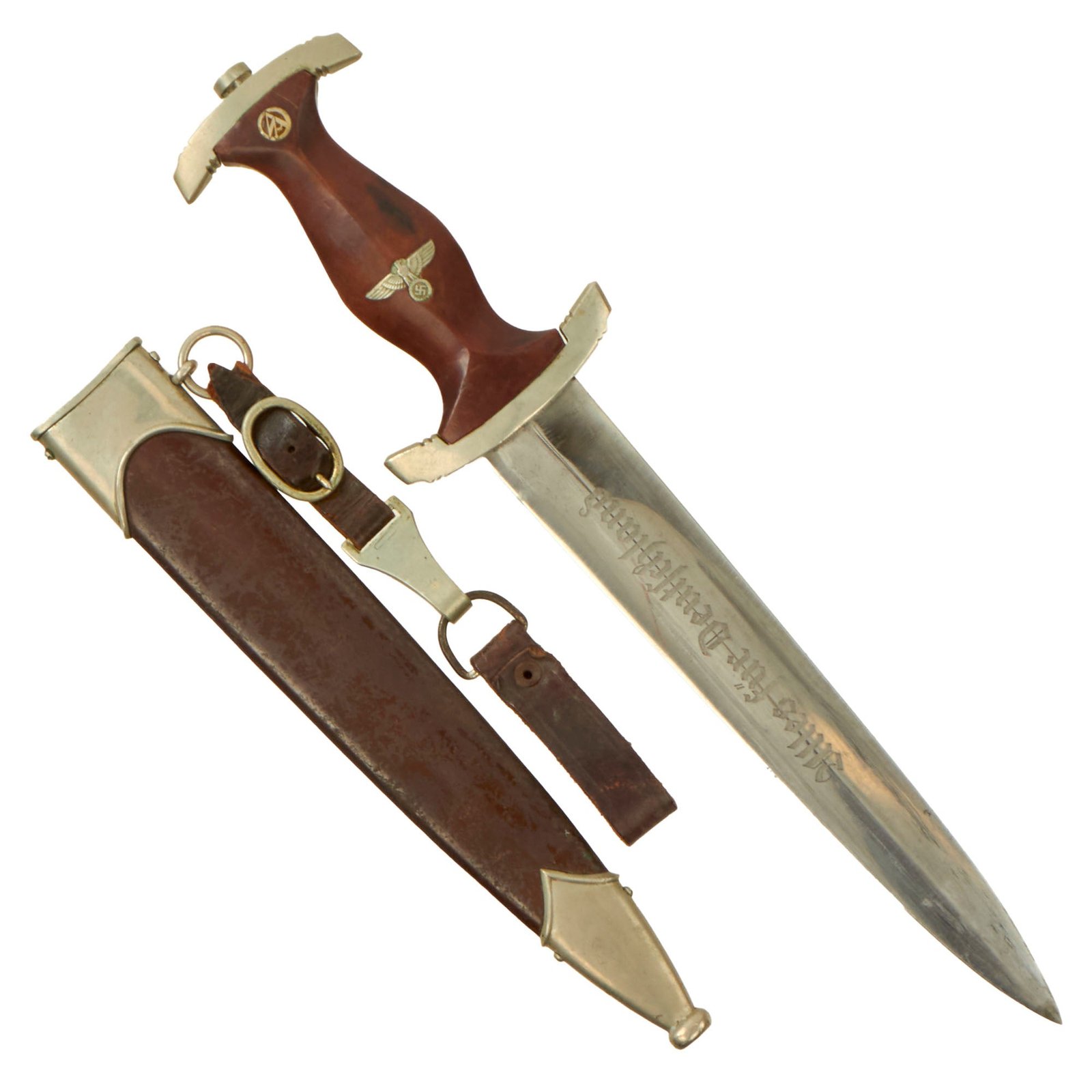 Original German Early WWII SA Dagger by Rare Maker C. Eppenstein Söhne of Solingen with Scabbard and Hanger - McSARR Rarity Rated 9 of 10