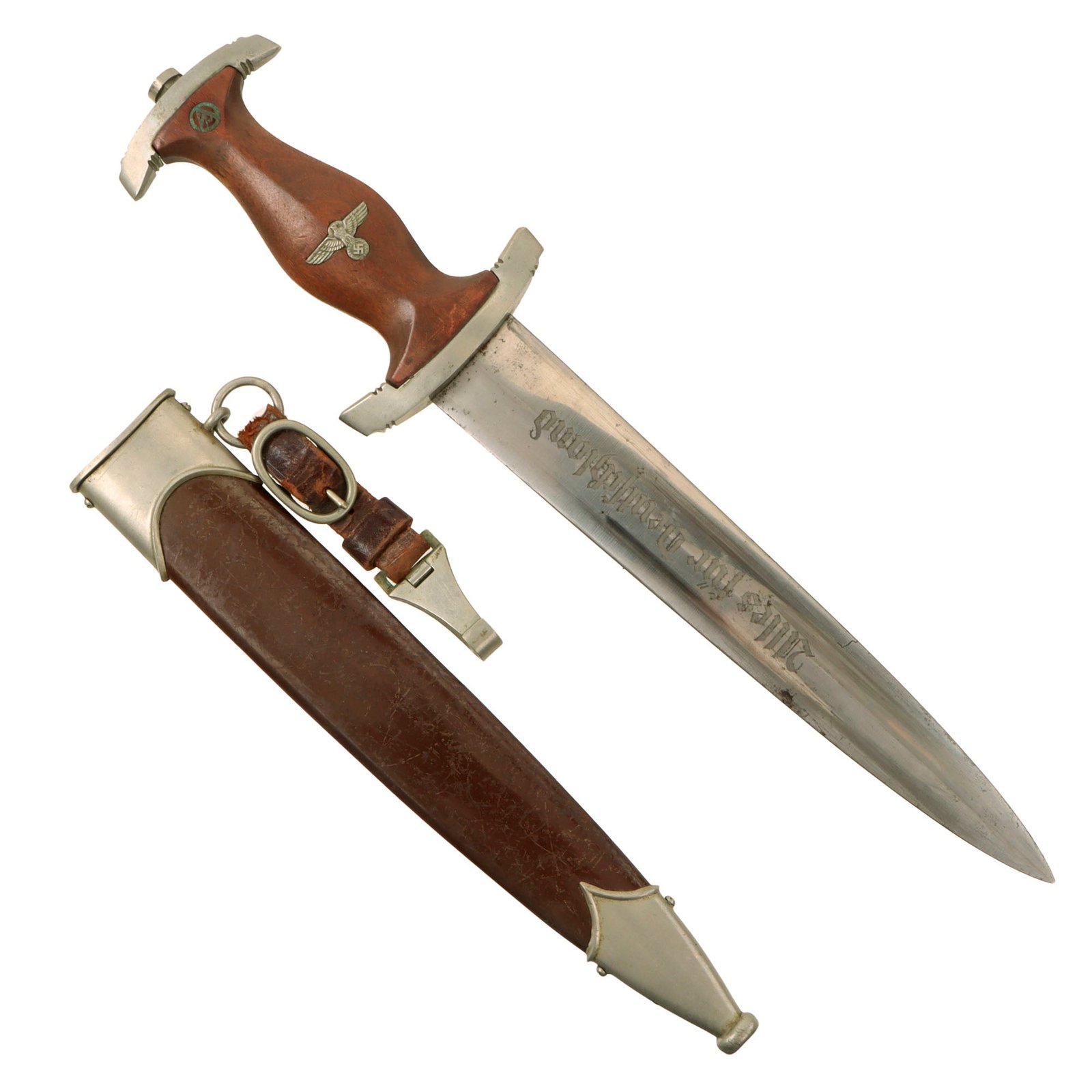 Original German Early WWII SA Dagger by Rare Maker C.F. Kayser of Solingen with Scabbard & Hanger - McSARR Rarity Rated 9 of 10