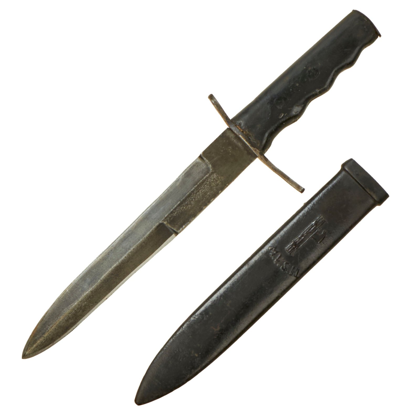 Original Italian WWII M.V.S.N. Fascist Militia Blackshirts 2nd Pattern Fighting Dagger with Scabbard
