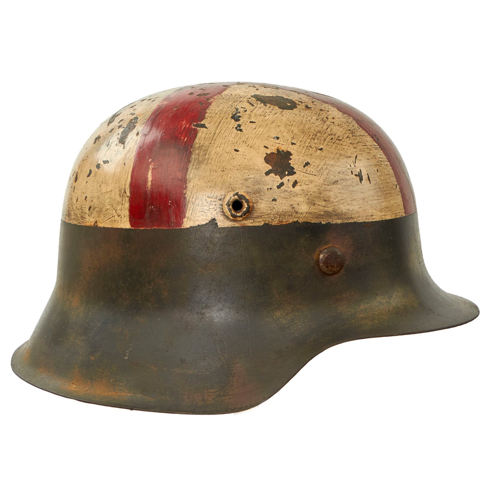 Original German WWII M42 Luftwaffe Helmet with Replicated Medic Paint and 1943 Dated 52cm Liner - ckl60