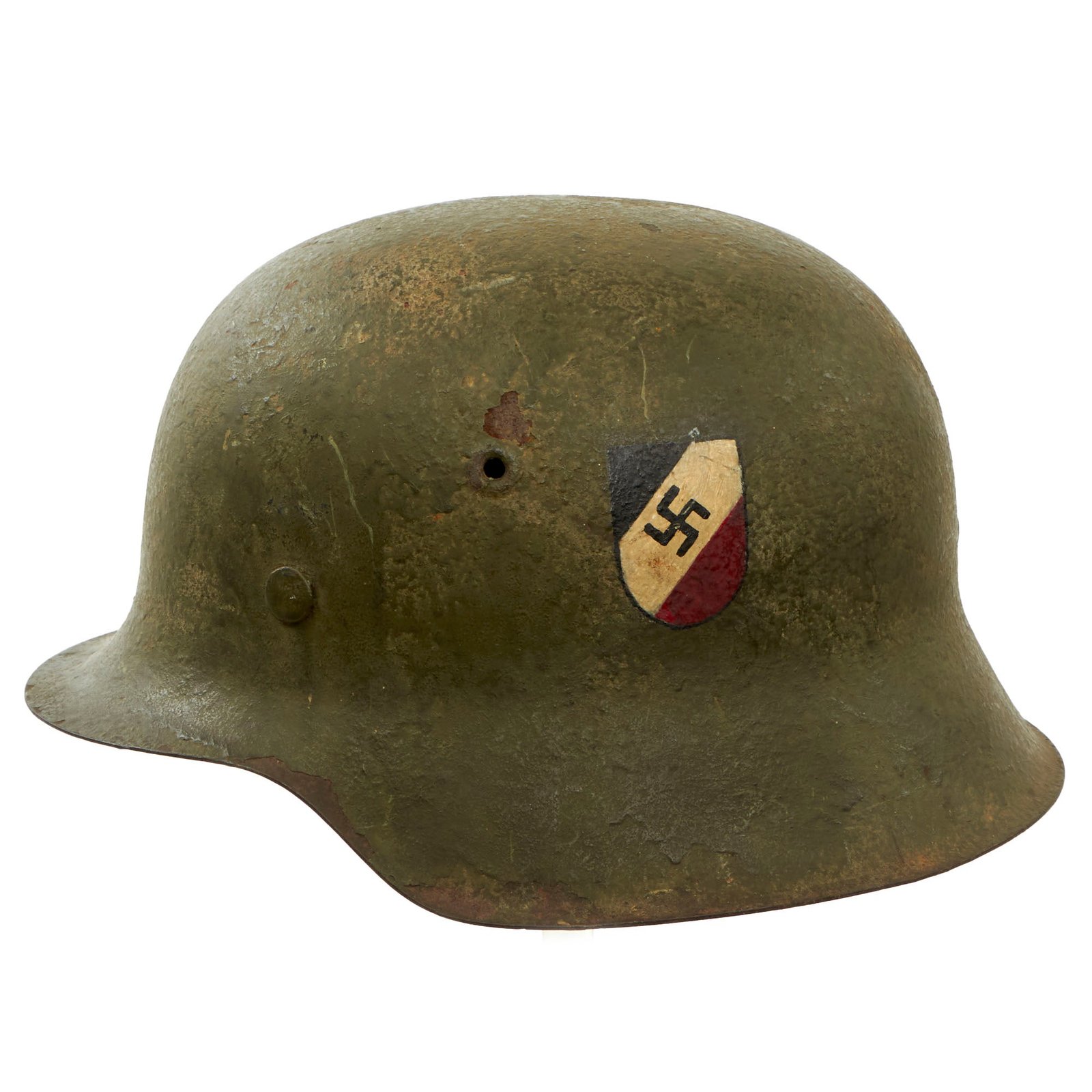 Original German WWII Named M42 Textured Paint Helmet with USGI Added Insignia and 1940 Dated 57cm Liner - stamped NS64