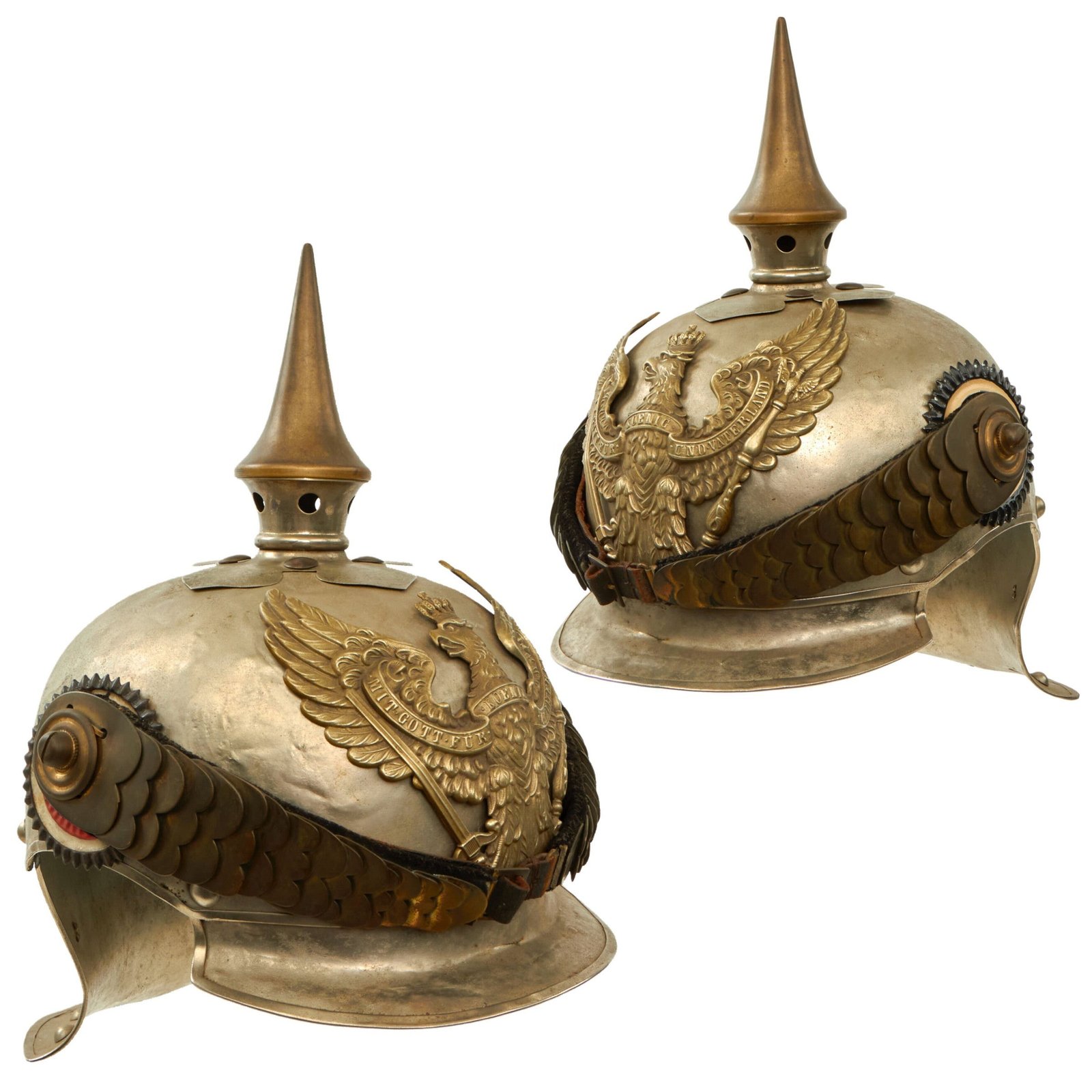 Original German WWI Prussian M1915 Jäger zu Pferde Lobster Tail Pickelhaube Helmet Shell - Lightweight Aluminum “Parade” Variant - Refurbished