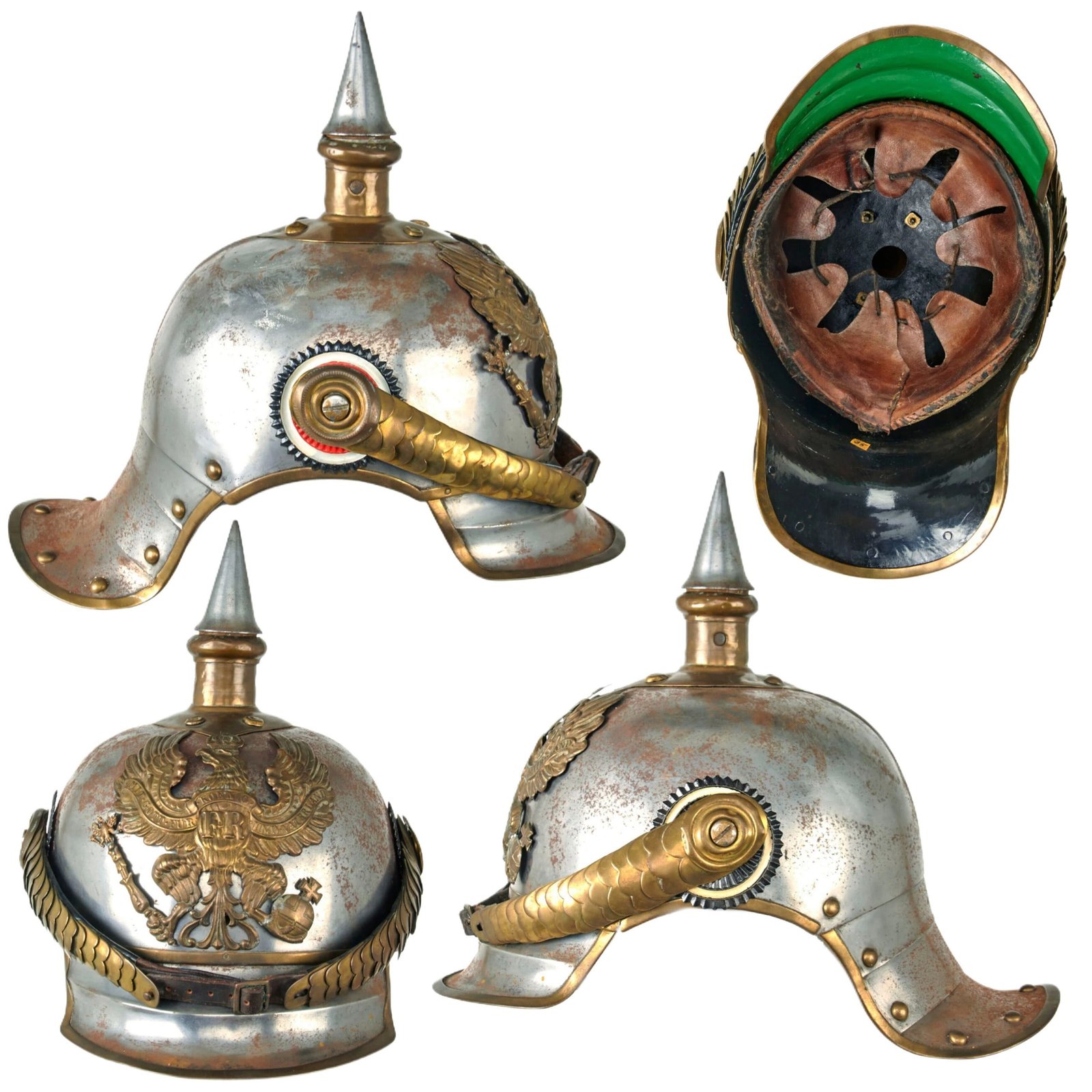 Original German Pre-WWI M1862/67 Kurassier Line Regiments Lobster Tail Pickelhaube Spiked Helmet