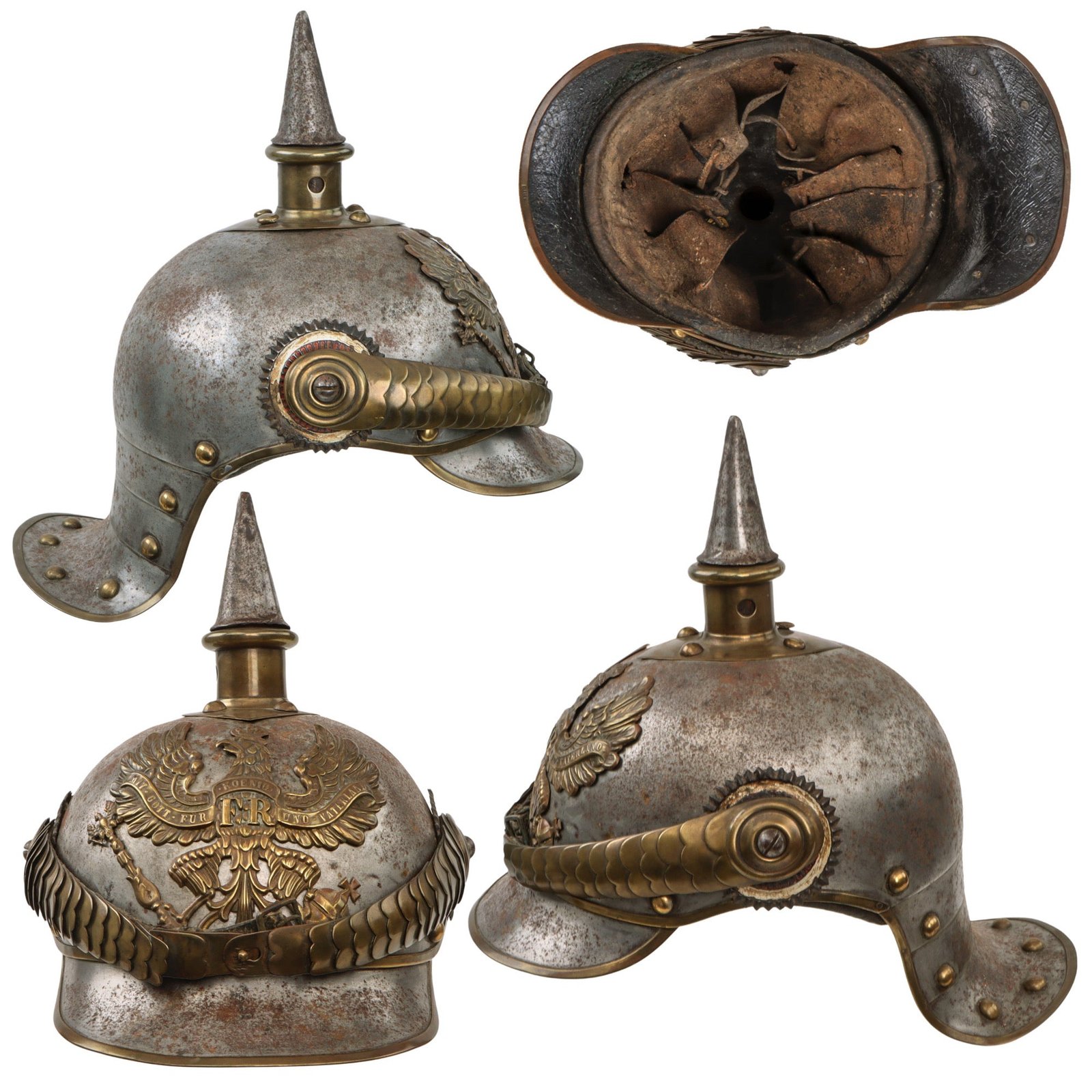 Original German Pre-WWI M1862/67 Kurassier Line Regiments Lobster Tail Pickelhaube Spiked Helmet