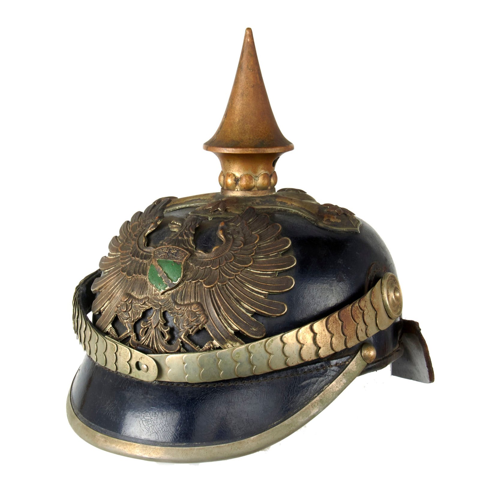 Original German WWI Prussian Provincial M1897 Officers Pickelhaube Spiked Helmet with Shielded Wappen - Size 56