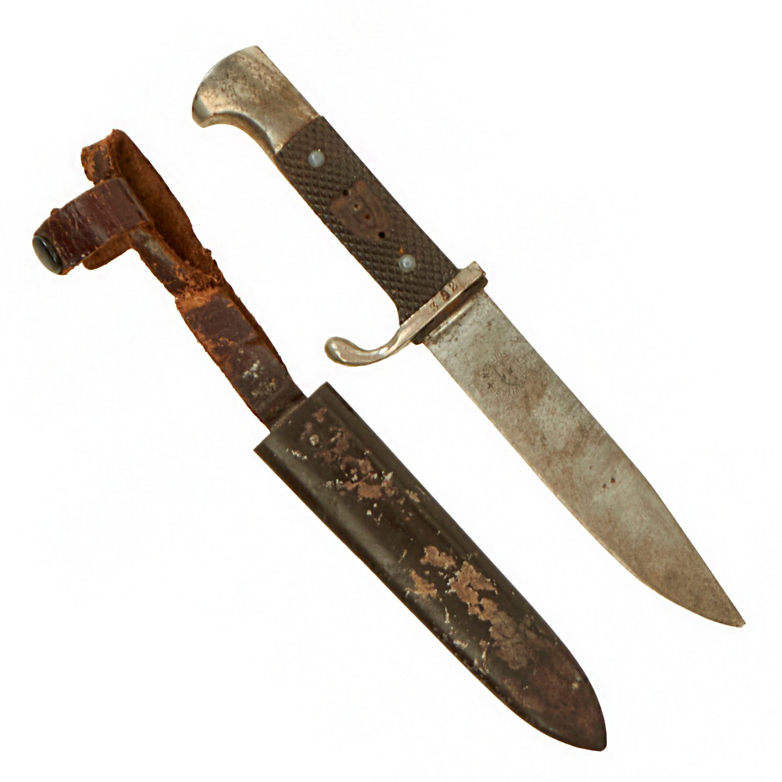 Original Bulgarian WWII Bulgarian Youth Scout Knife by Robert Klaas of Solingen with Scabbard - Missing Shield