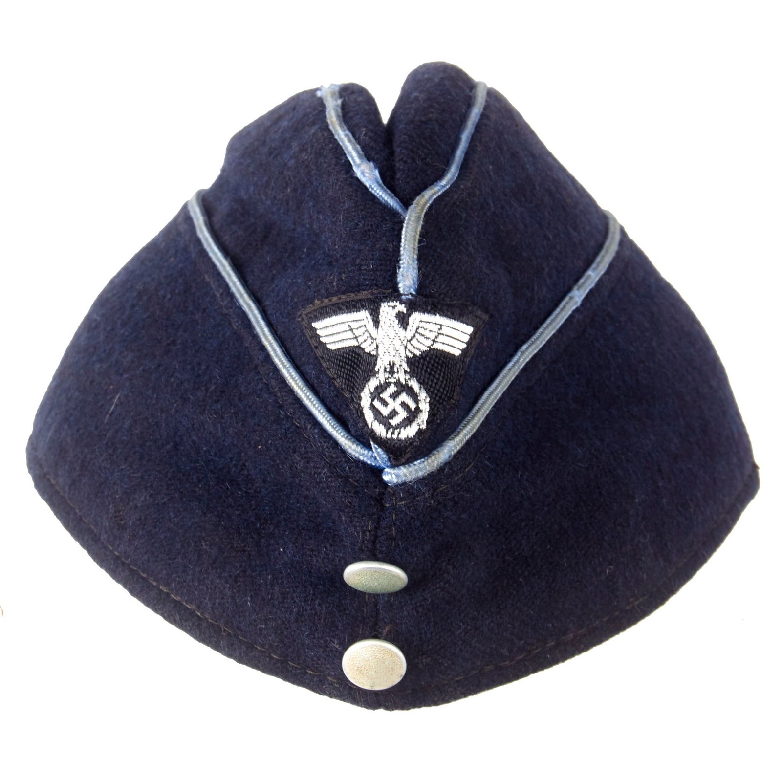 Original German WWII German DAF Labor Front Factory Brigade Overseas Cap with RZM Tag and Blue Piping - Size 56