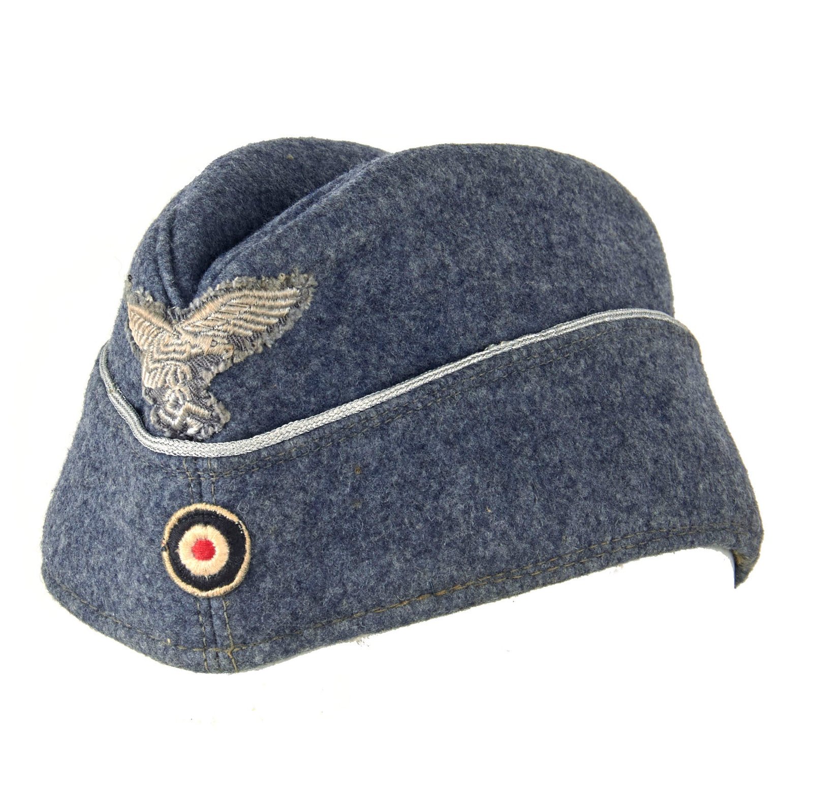 Original German WWII Luftwaffe Officer M38 Wool Overseas Cap - Schiffchen