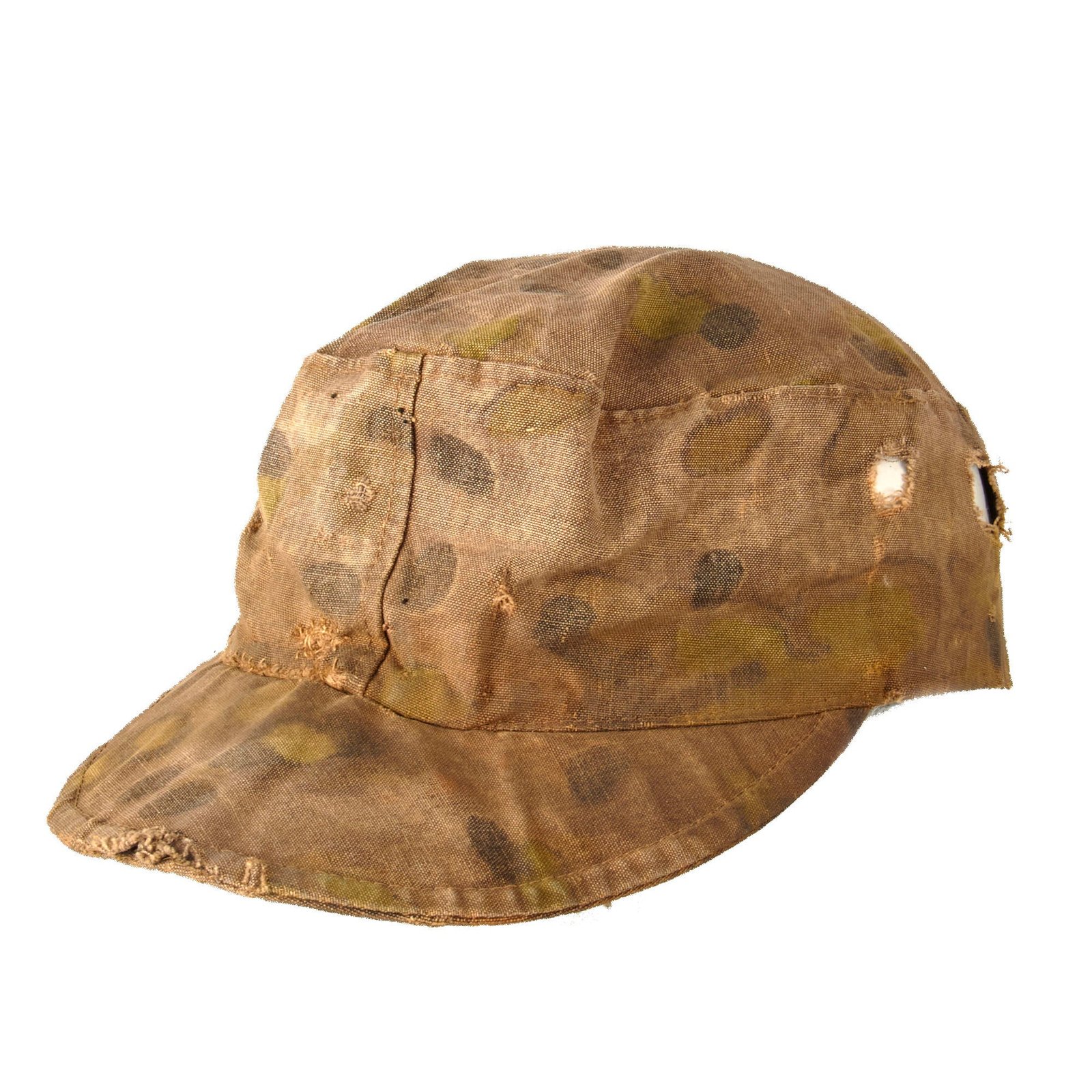Original German WWII Field-Made Cap Made from Waffen SS Eichenlaubmuster Oak Pattern Camouflage