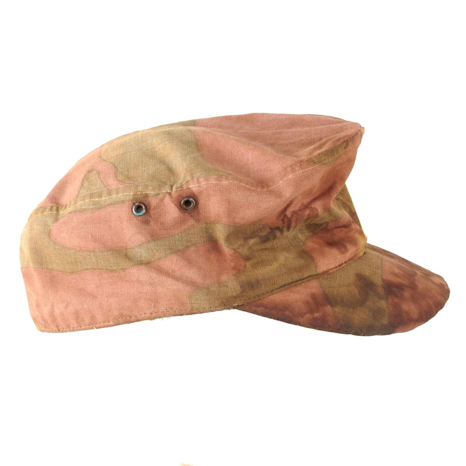 Original German WWII Field-Made Feldmütze Cap Made from Italian M29 Camouflage Fabric