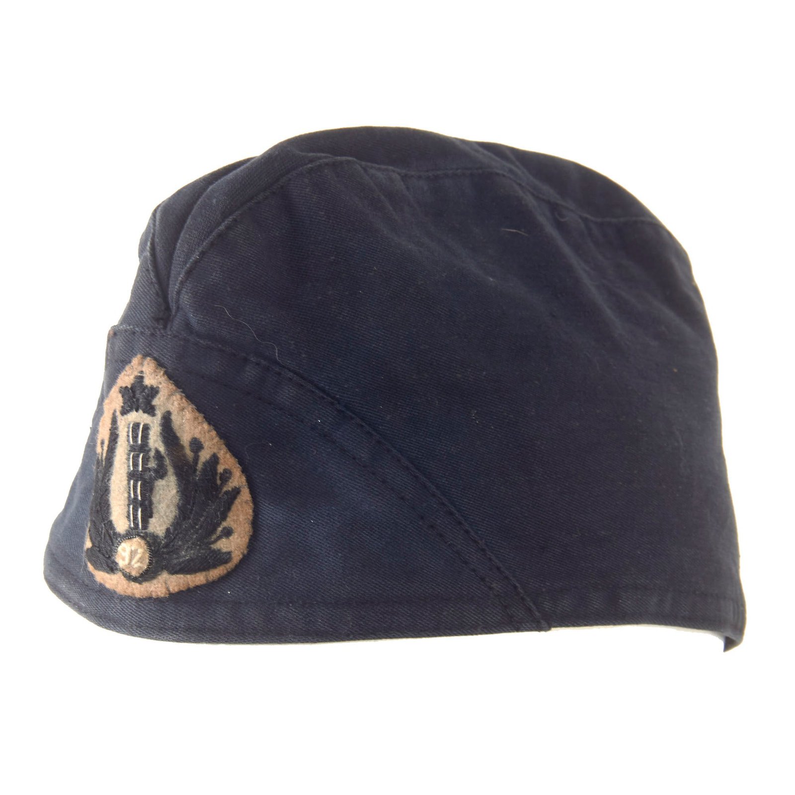 Original Italian WWII Italian Black Shirt MVSN Fascist Overseas Cap with Embroidered 92nd Florence Legion Insignia