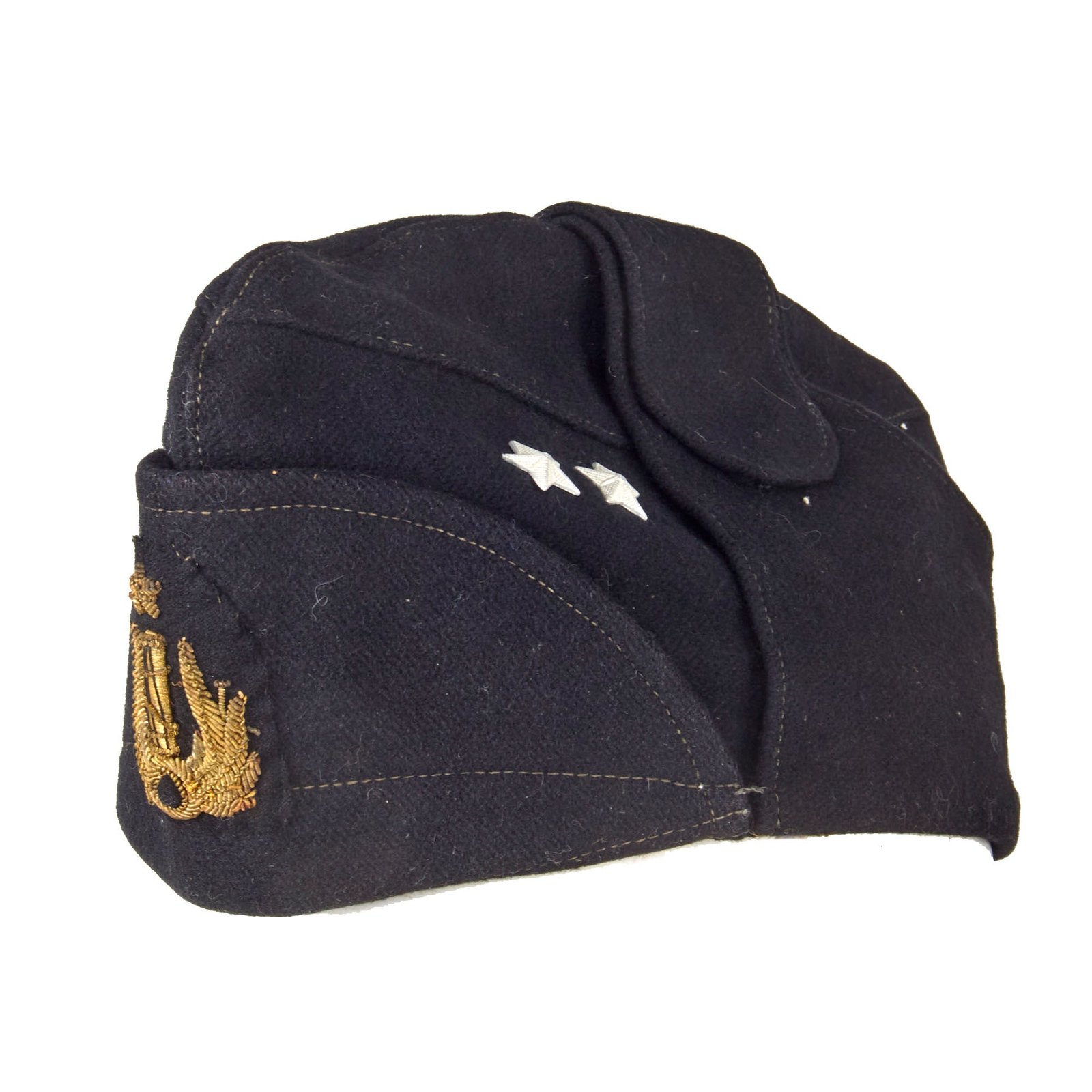 Original WWII Italian Black Shirt MVSN Fascist Captain’s Bustina Field Cap With Bullion Insignia