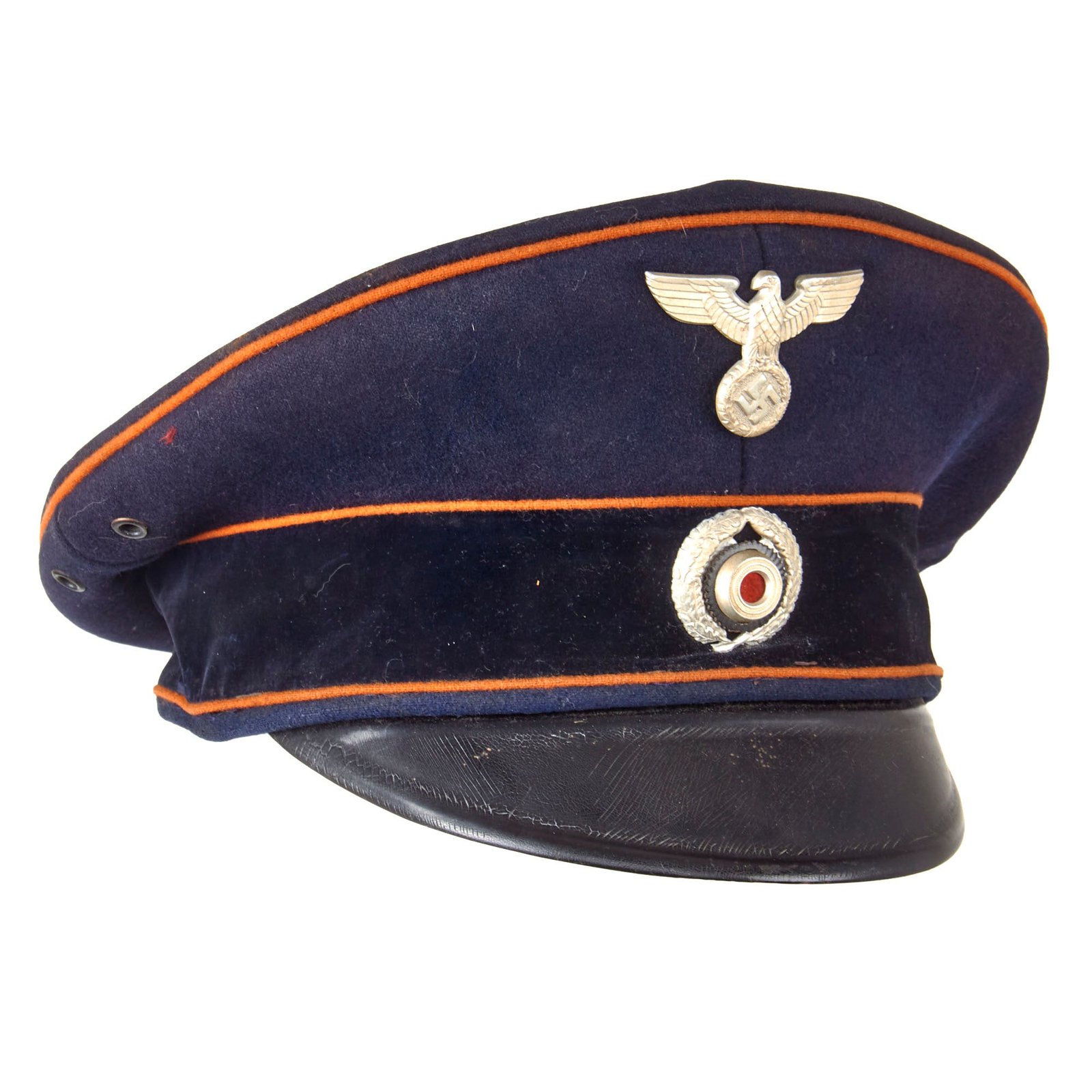 Original German WWII Reichspost National Mail Postschaffner Schirmmütze Visor Cap by by Top Maker Peküro - Peter Küpper - Missing Sweatband