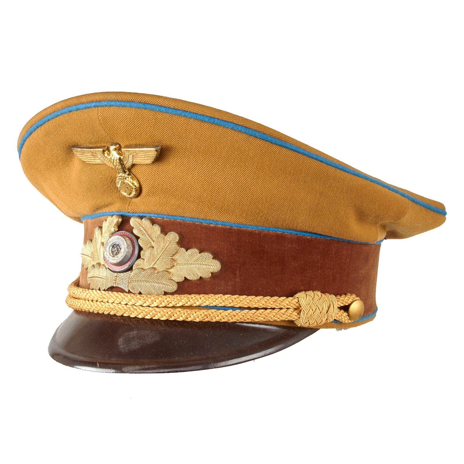 Original German WWII NSDAP Ortsgruppe Local Group Leader's Visor Cap with RZM Tag and 1945 Dated NS=Kurier Newspaper Spacer