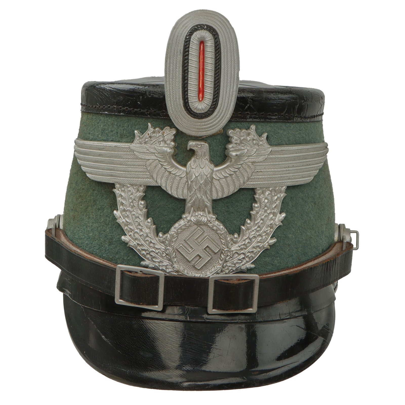 Original German WWII 1938 Dated Late Pattern Metropolitan Police Shako by EREL - Size 56 cm