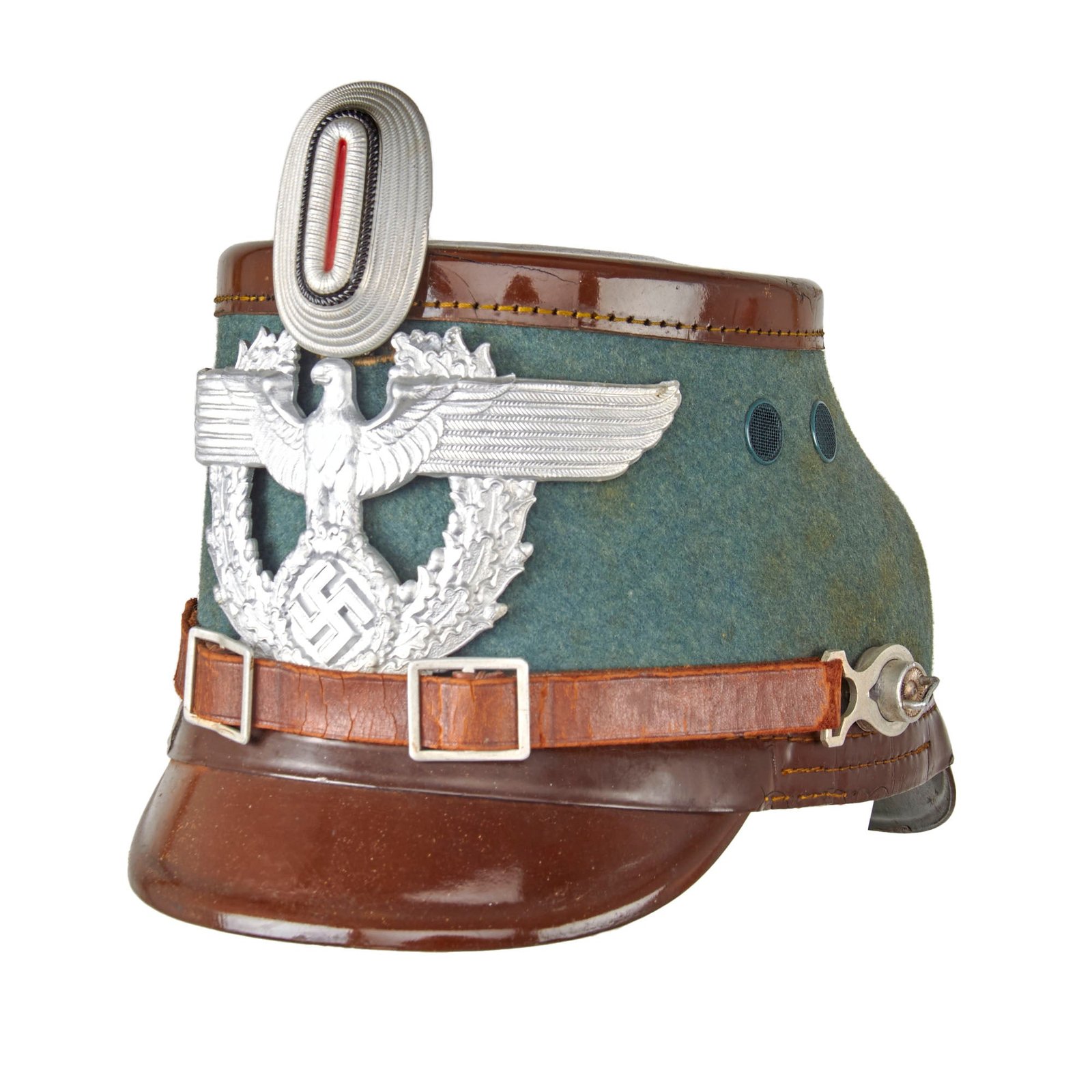 Original German WWII 1939 Dated Late Pattern Rural Police Shako by EREL - Size 59