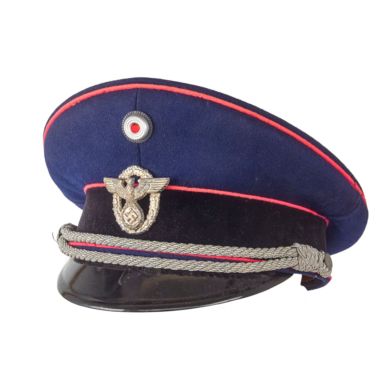 Original German WWII Fire Protection Police Officer Schirmmütze Visor Cap by Top Maker Peküro - Peter Küpper