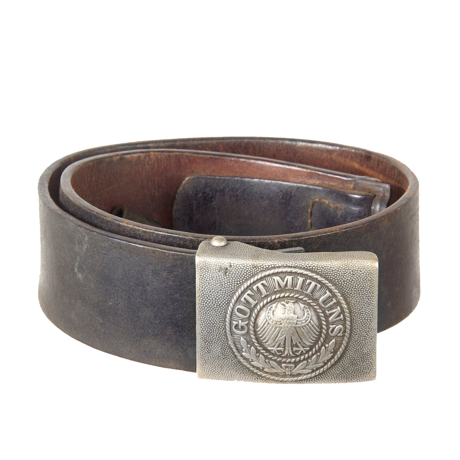 Original German Pre-WWII Reichswehr Army Nickel Silver Belt Buckle With Belt and Saber Ring