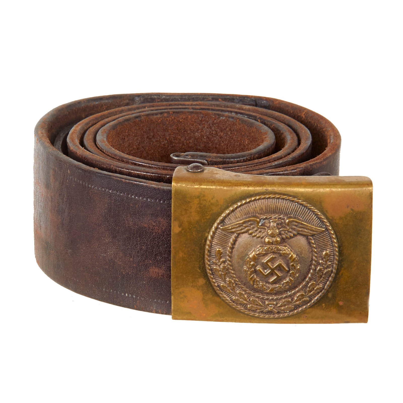 Original German WWII SA EM/NCO Belt with Two Piece Brass "Small Eagle" Buckle - Sturmabteilung