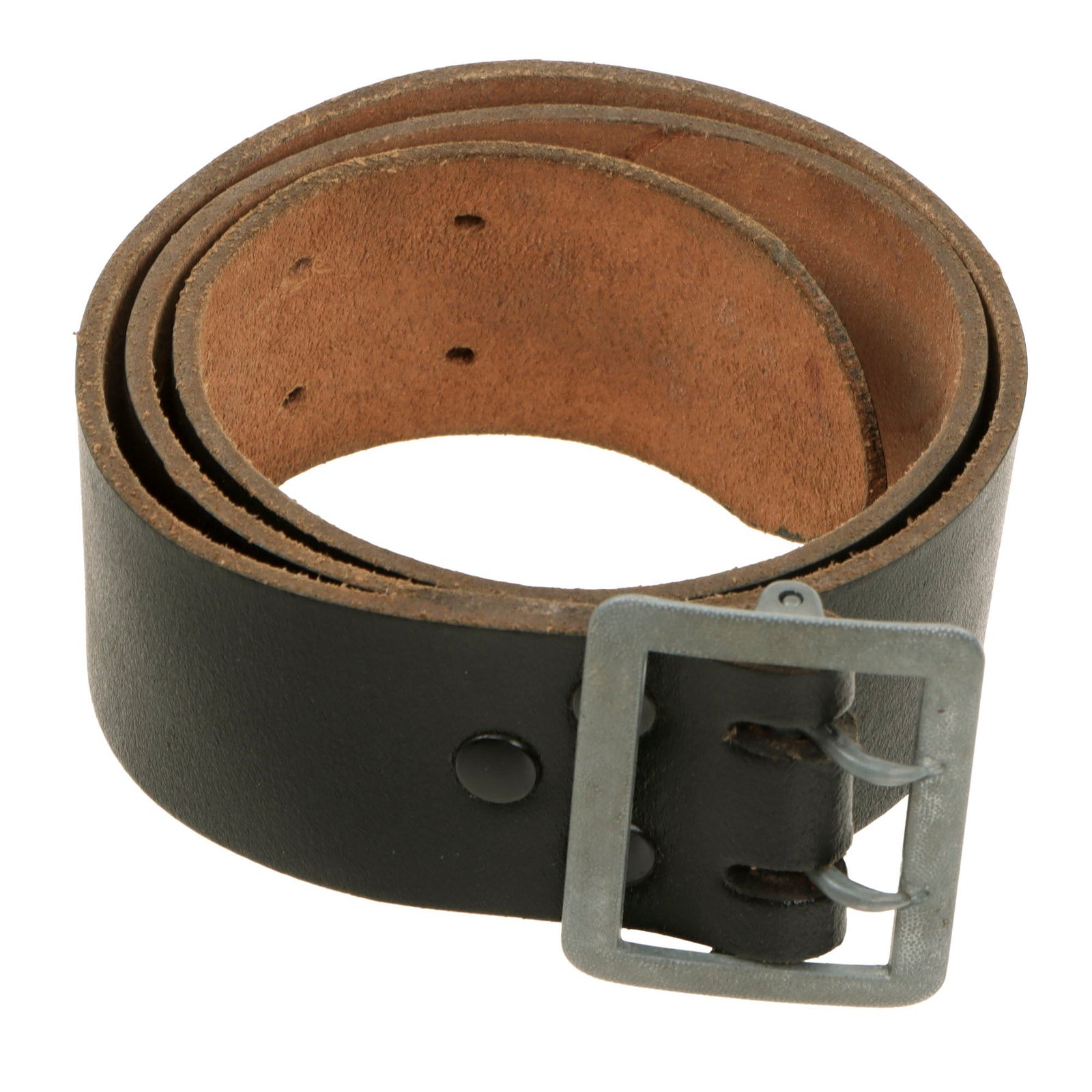 Original German WWII Army Heer Officers 43mm Black Leather Open Claw Belt with Pebbled Zinc Buckle