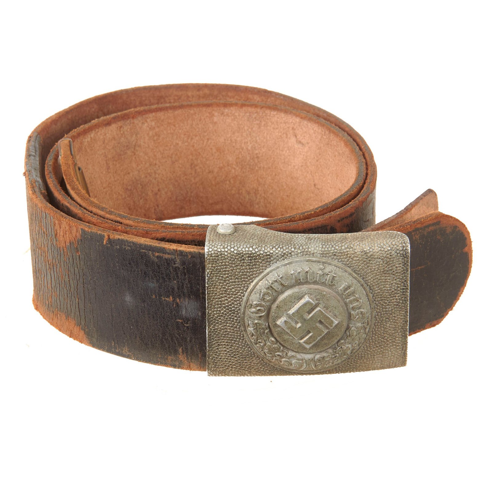 Original German WWII Metropolitan Police Belt with Pebbled Aluminum EM/NCO Buckle