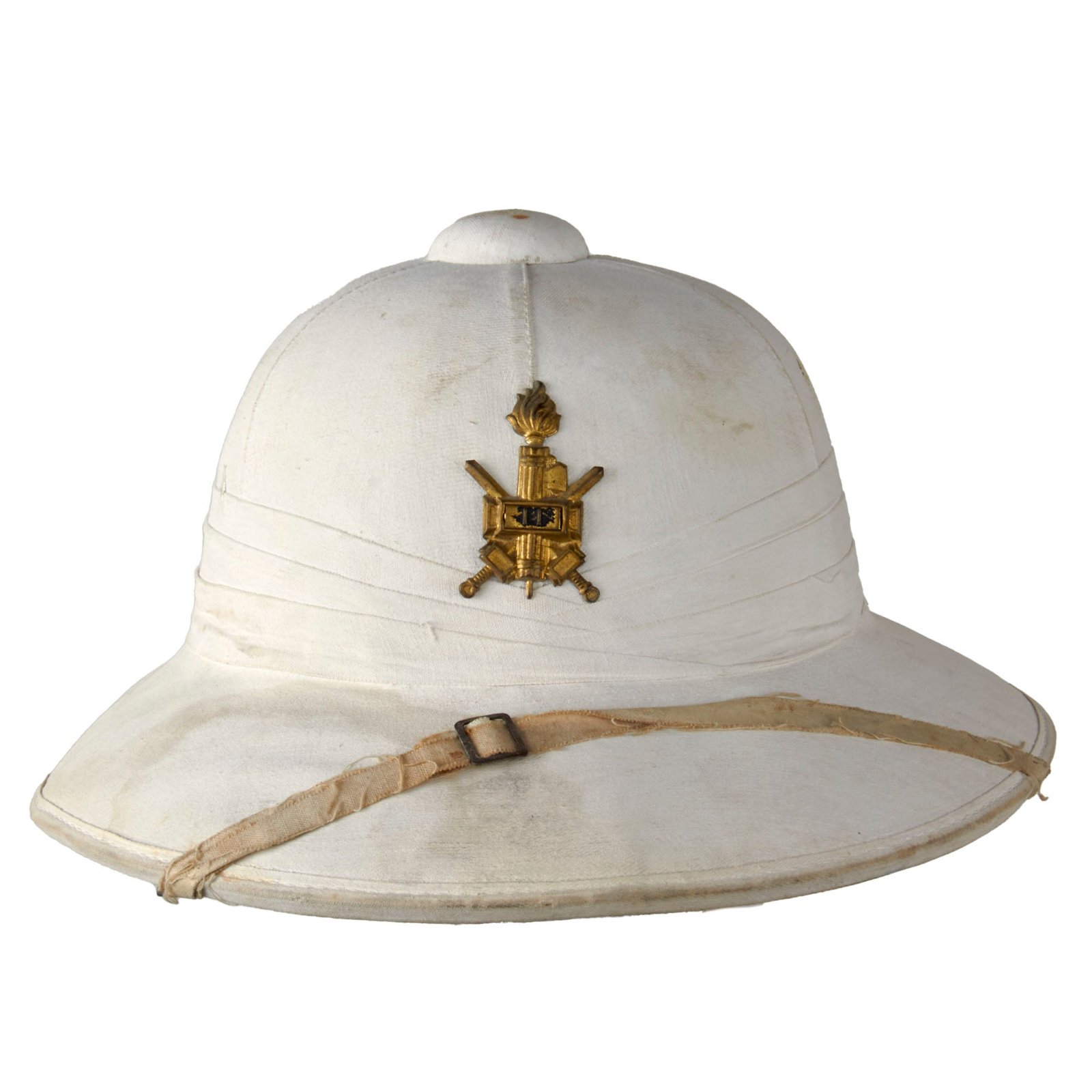 Original Italian WWII Africa 11th MVSN Black Shirts White-Painted Pith Helmet - Size 57