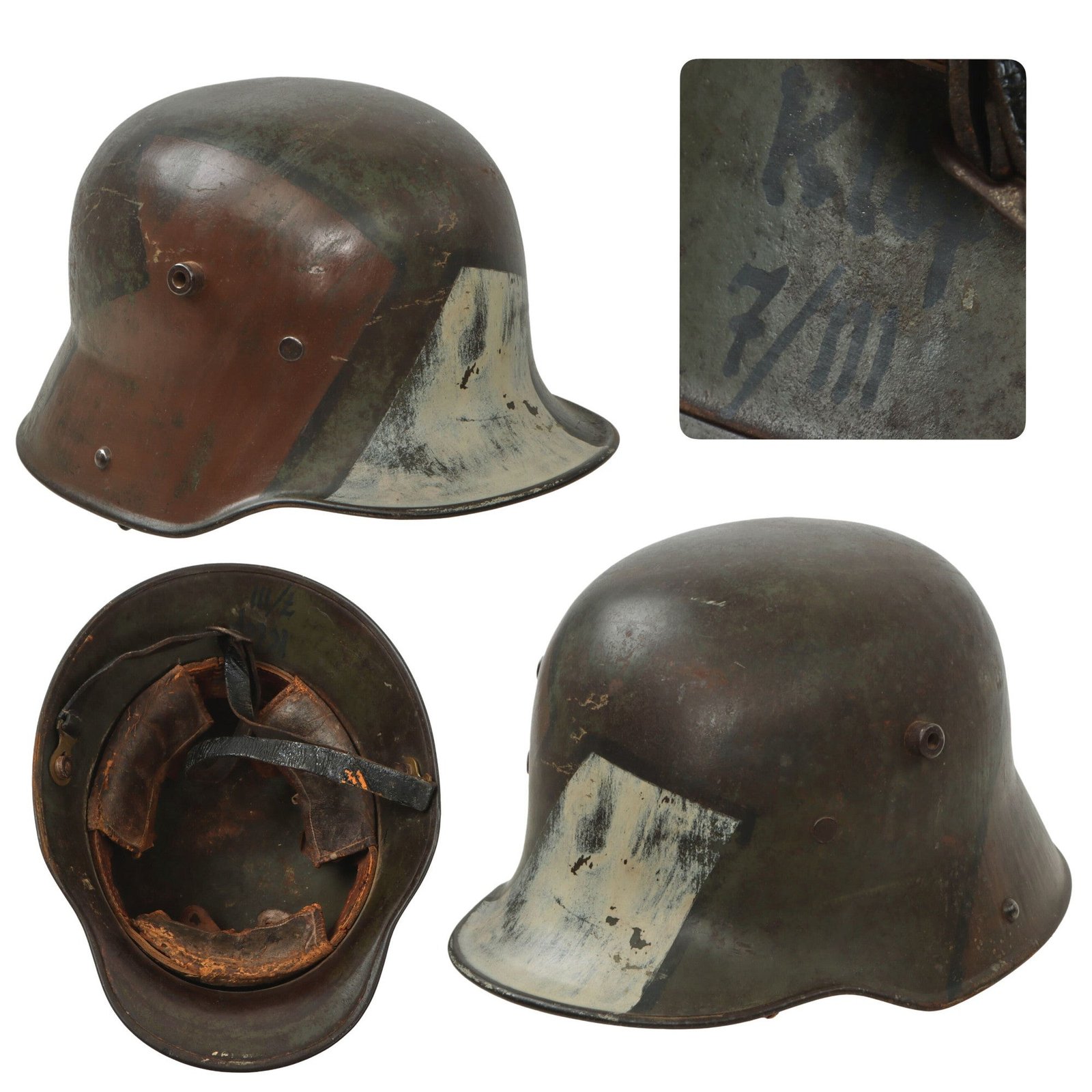 Original Imperial German WWI Named & Unit-Marked M16 Stahlhelm Helmet with Original Liner & Chinstrap - Infanterie-Regiment Nr. 111 - Si 66