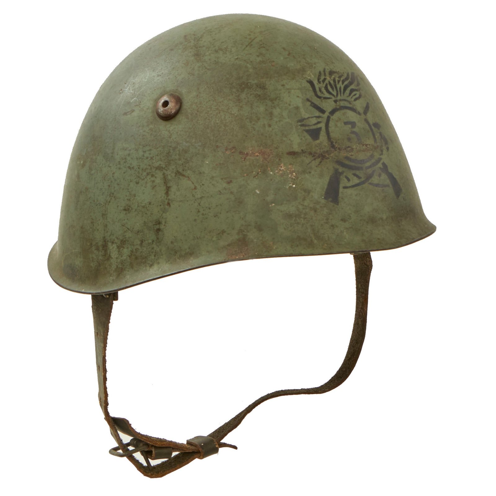 Original WWII Italian M33 Helmet with 3rd Bersaglieri Regiment Stencil - Full Liner & Chinstrap