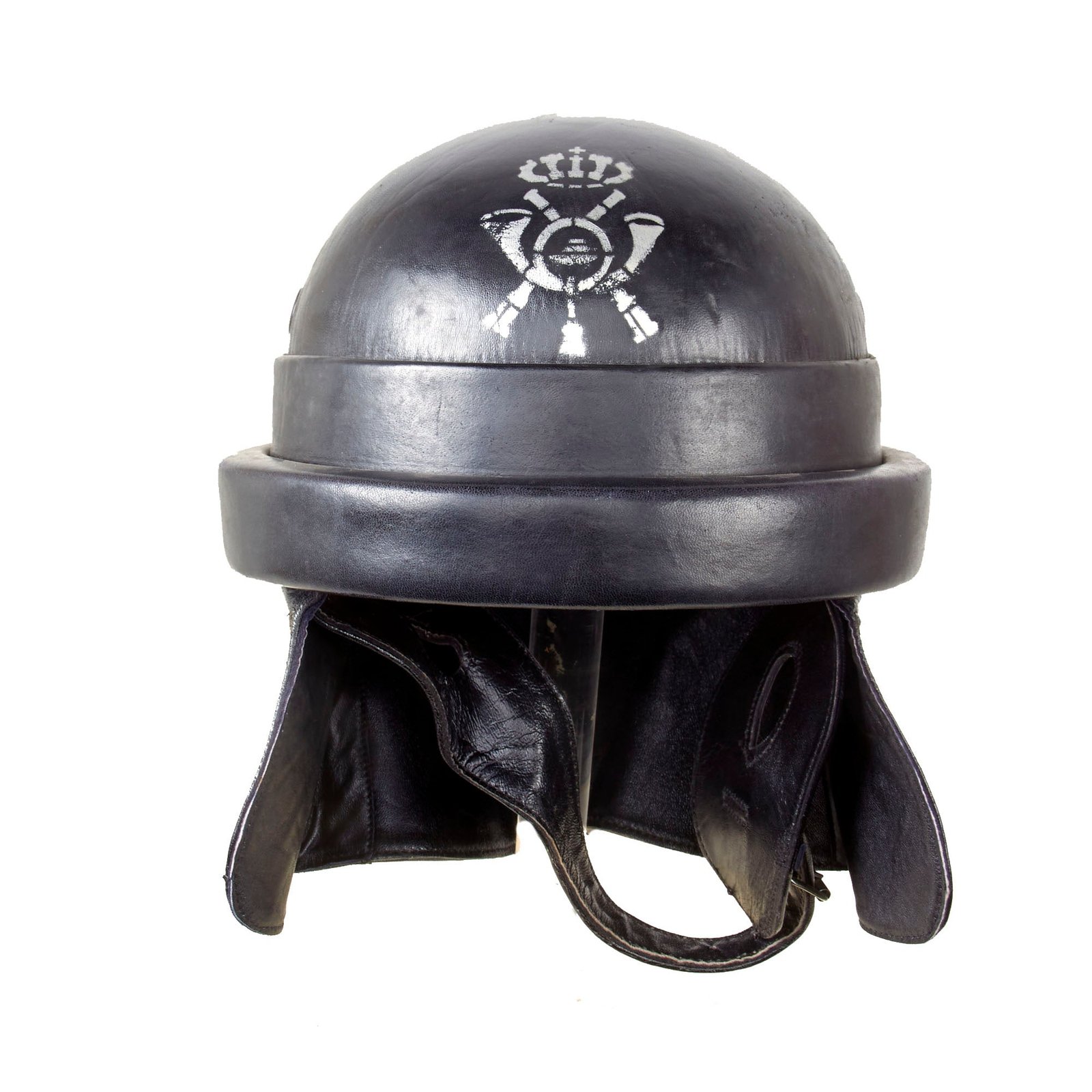 Original Italian WWII Armored Division 1943-Dated M35 Tanker Helmet with Stenciled Tank Insignia - Complete
