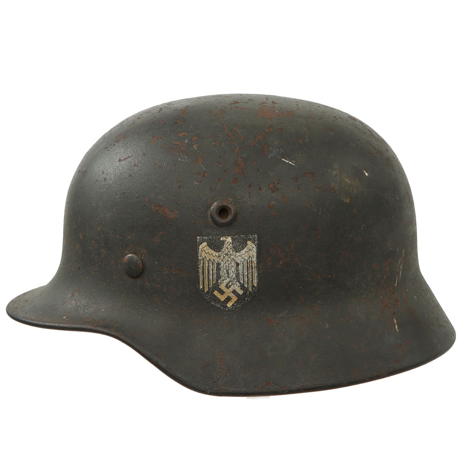 Original German WWII Heer Army M40 Single Decal Steel Helmet with 1940 Dated 56cm Liner - Stamped Q64