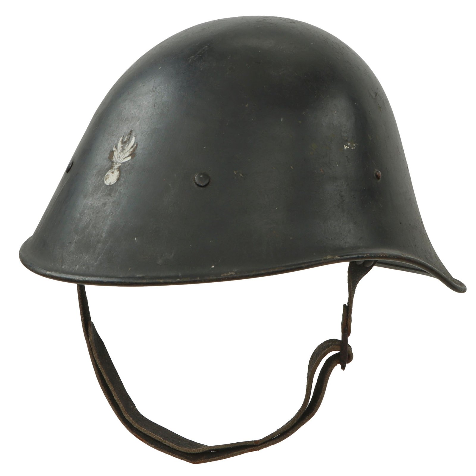 Original Netherlands WWII Dutch M23/27 Steel Helmet Painted for Gendarmerie - Complete