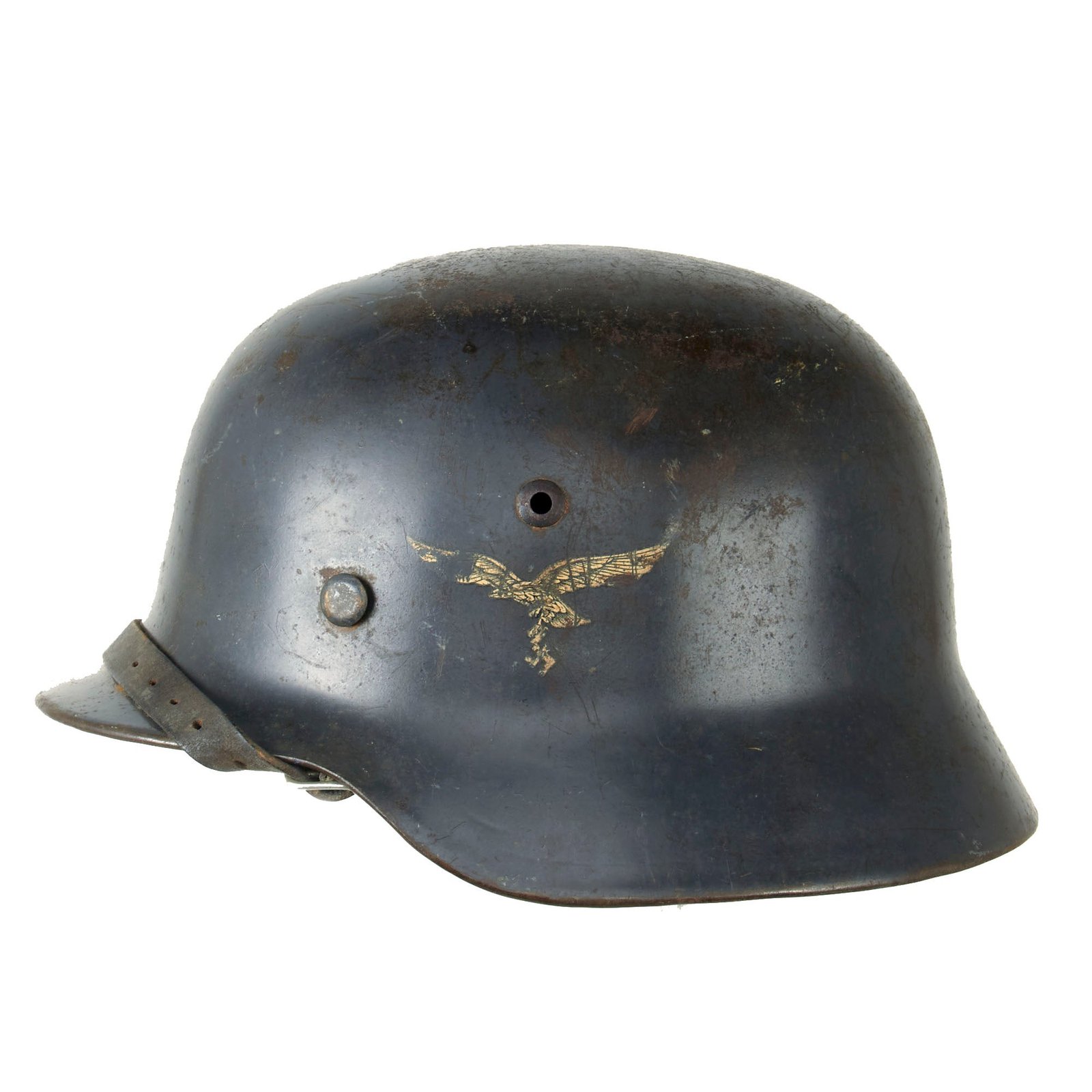 Original German WWII Luftwaffe M35 Double Decal Steel Helmet with 1938 Dated 56cm Liner and Chinstrap - stamped NS64