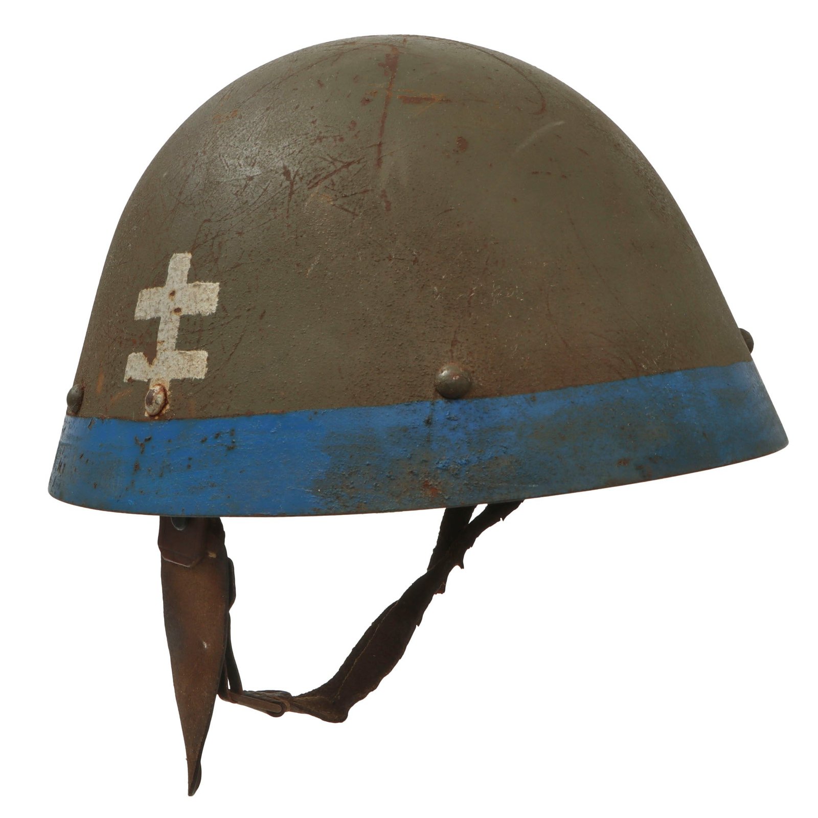 Original Czech Pre-WWII Vz32 M32 Egg-Shell Steel Helmet with Liner & Chinstrap - Replicated Eastern Front Markings