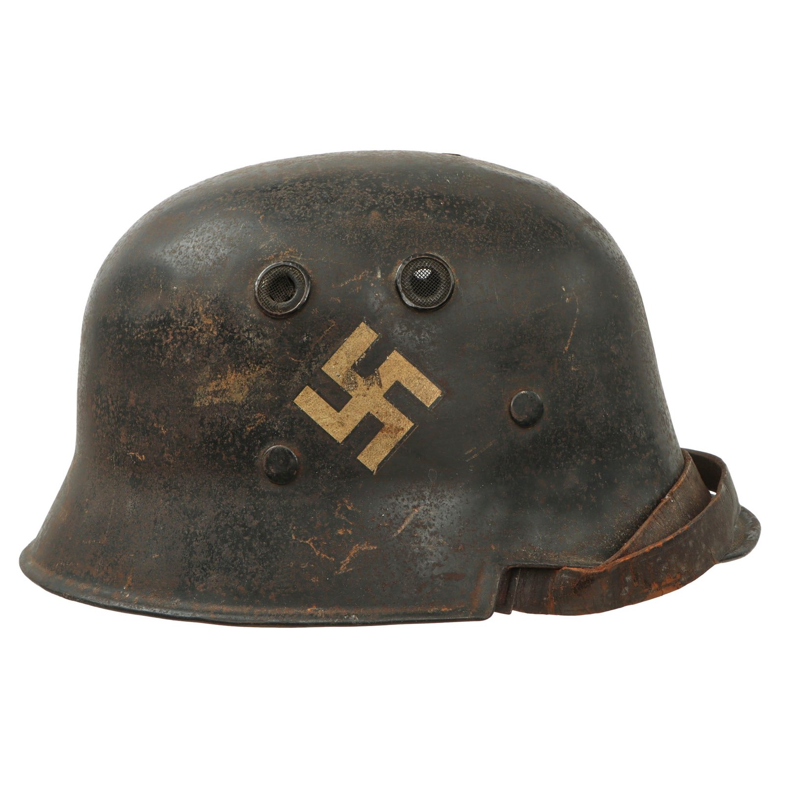 Original German Pre-WWII Early Commercial M34 Square Dip 1st Pattern Order Police Helmet with Double Decals - Orpo